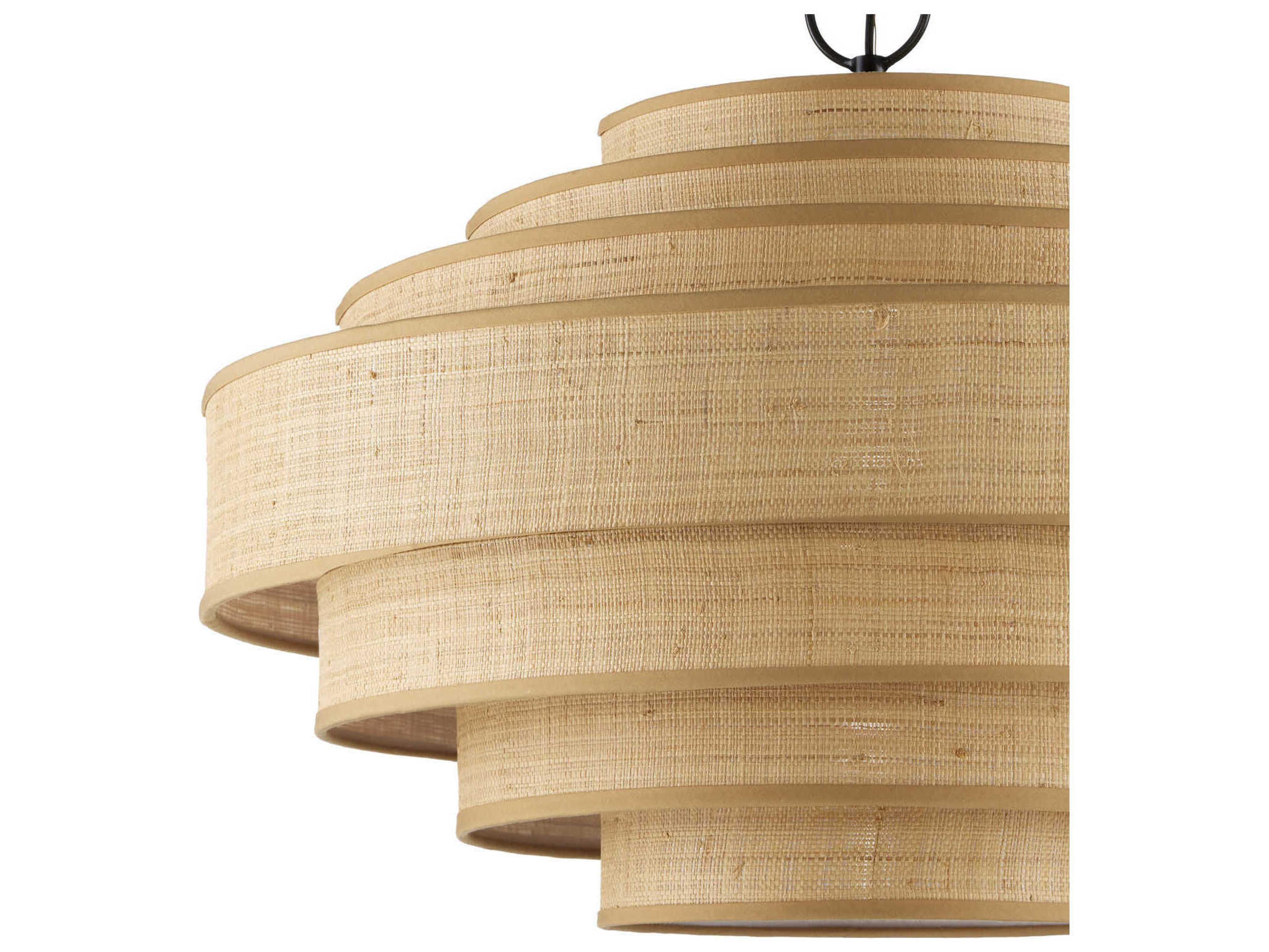 Currey & Company Maura 6-Light Satin Black Natural Brown Round Pendant