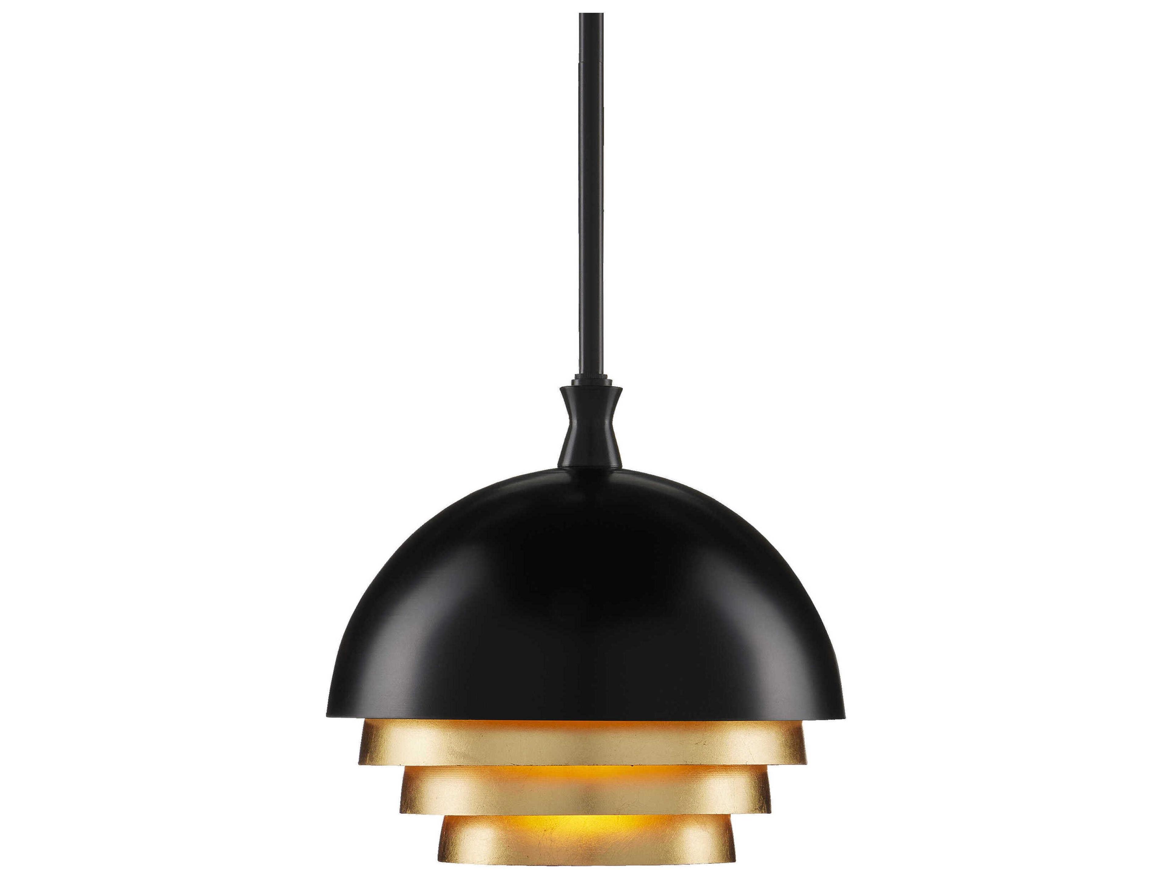 Currey & Company Salviati 1-Light Black Gold Leaf Bowl Pendant