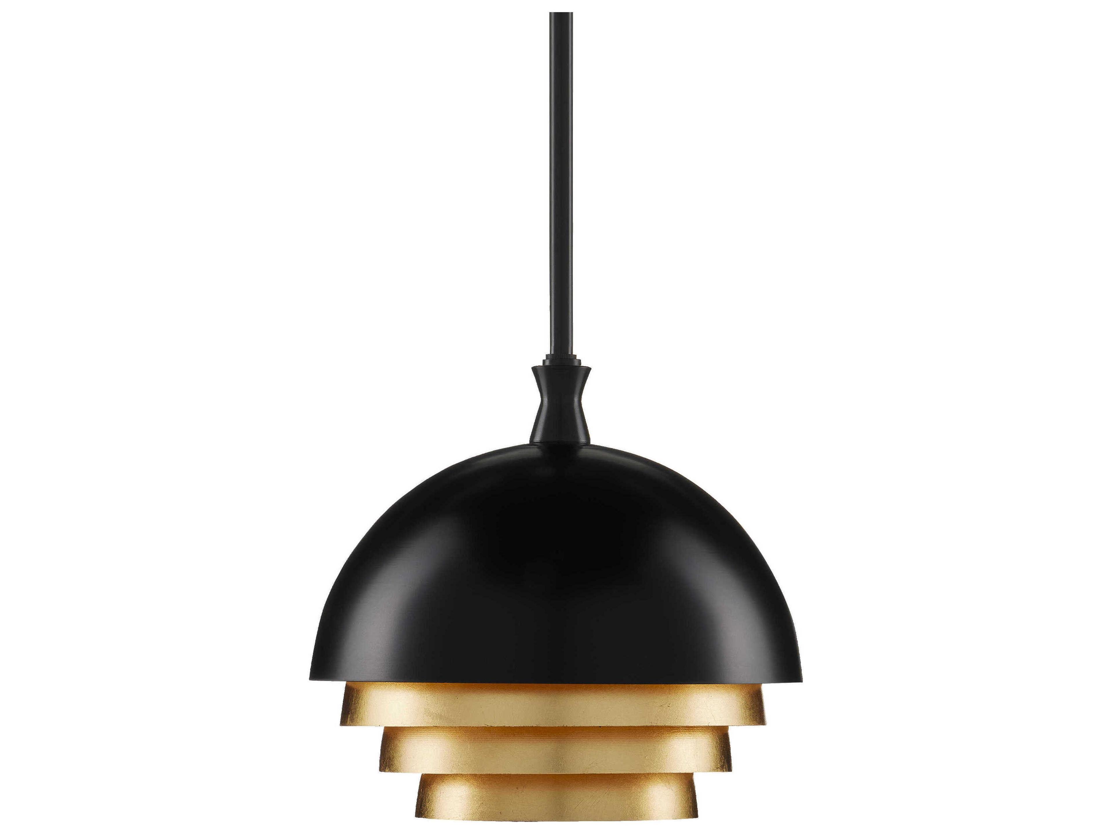 Currey & Company Salviati 1-Light Black Gold Leaf Bowl Pendant