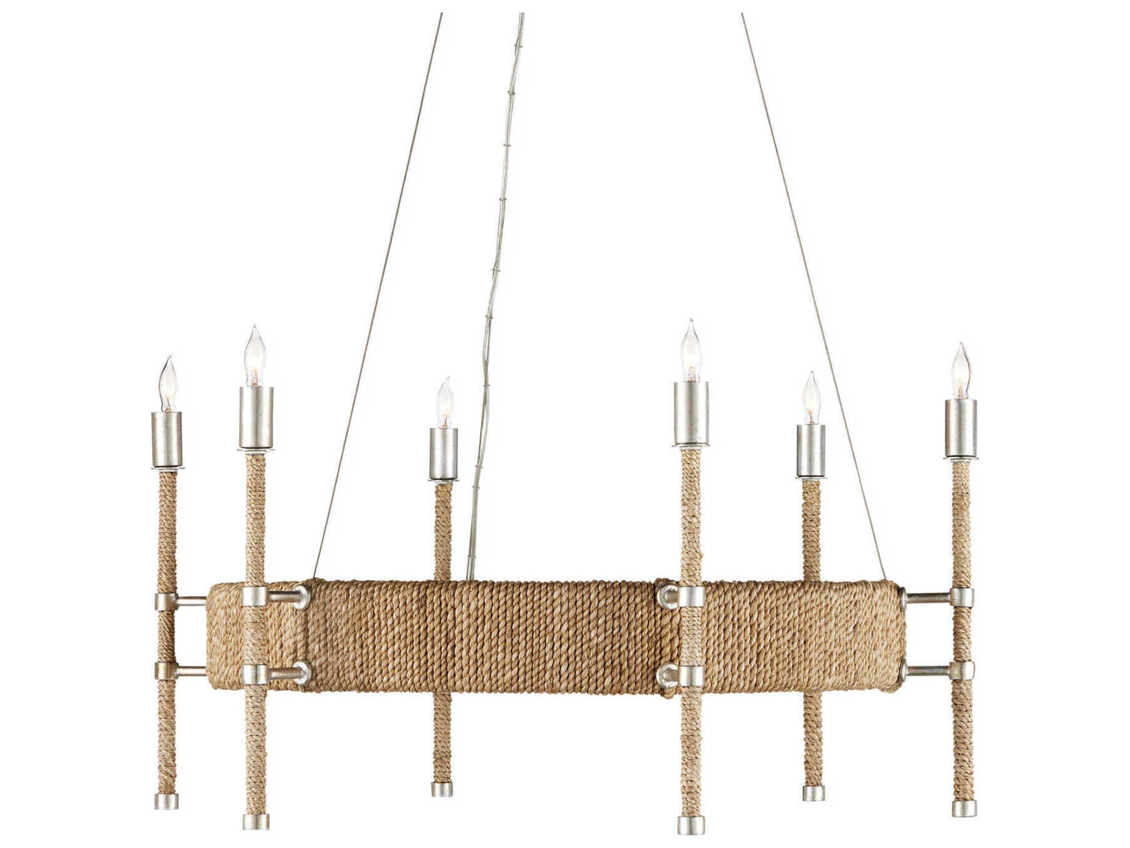 Monzie Chandelier with Rope and Contemporary Silver Leaf