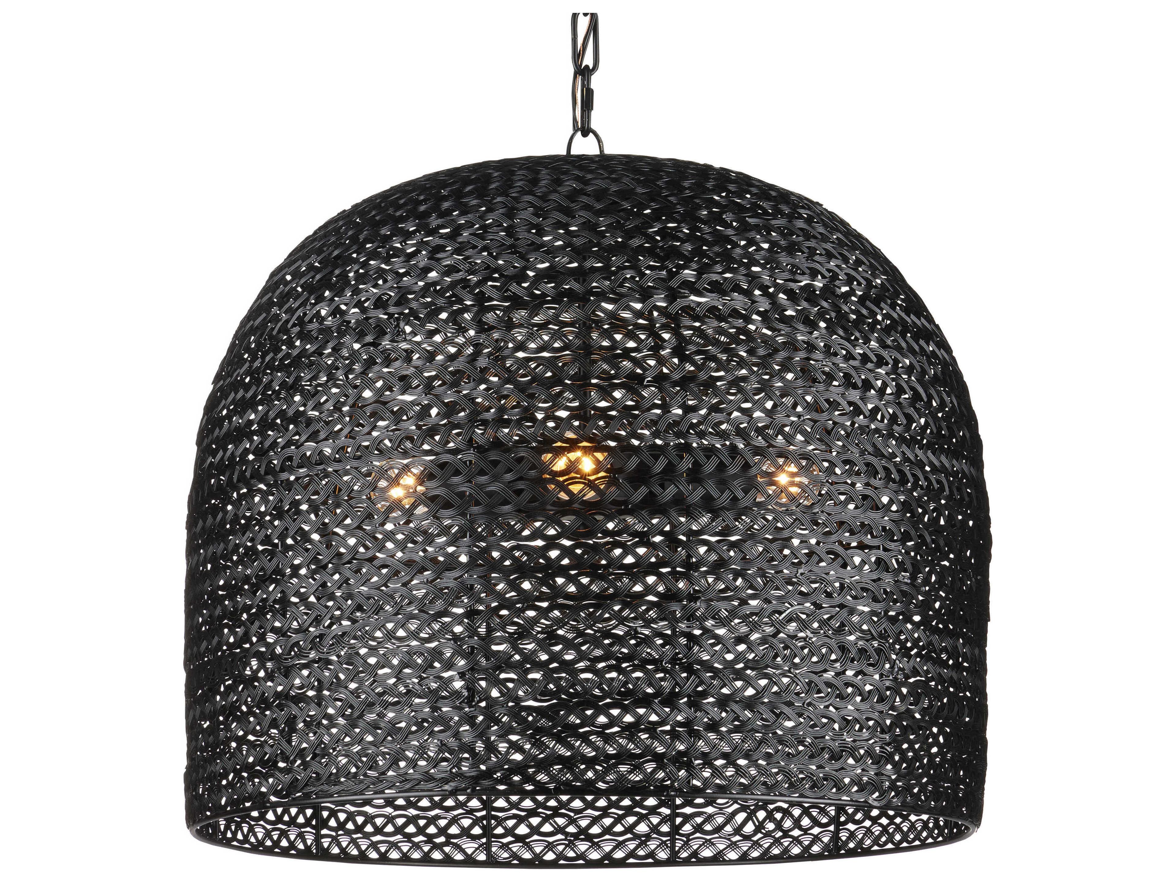 Currey & Company Piero 3-Light Satin Black Bowl Pendant