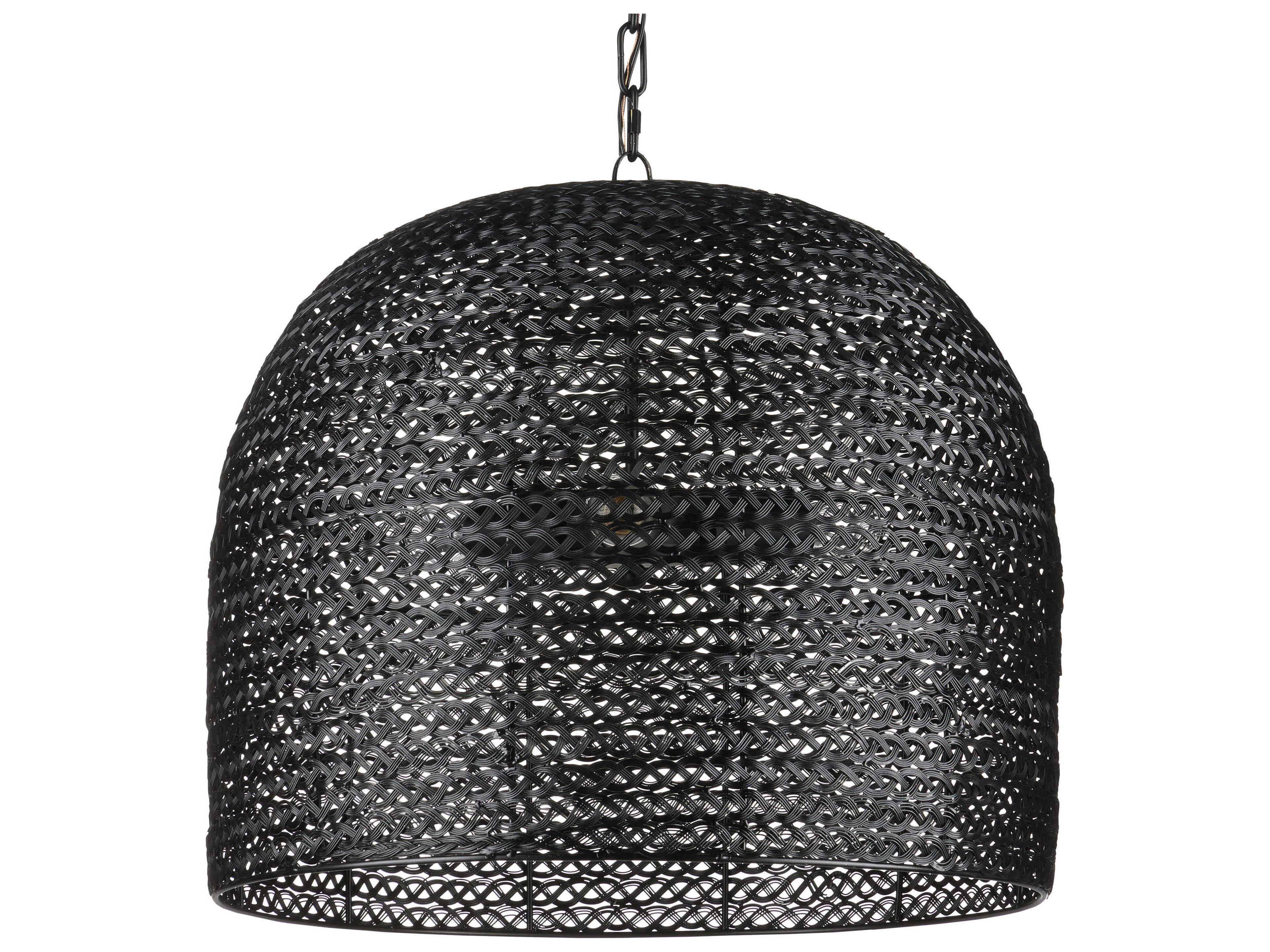 Currey & Company Piero 3-Light Satin Black Bowl Pendant