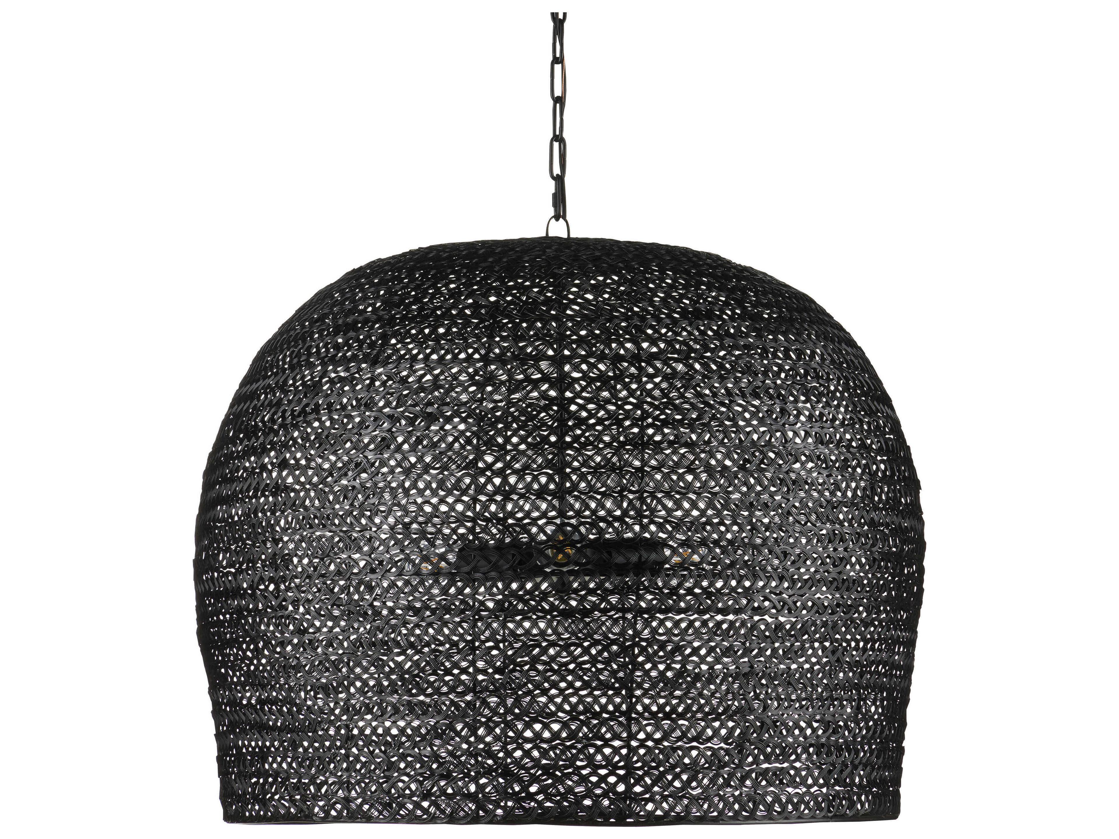 Currey & Company Piero 3-Light Satin Black Bowl Pendant