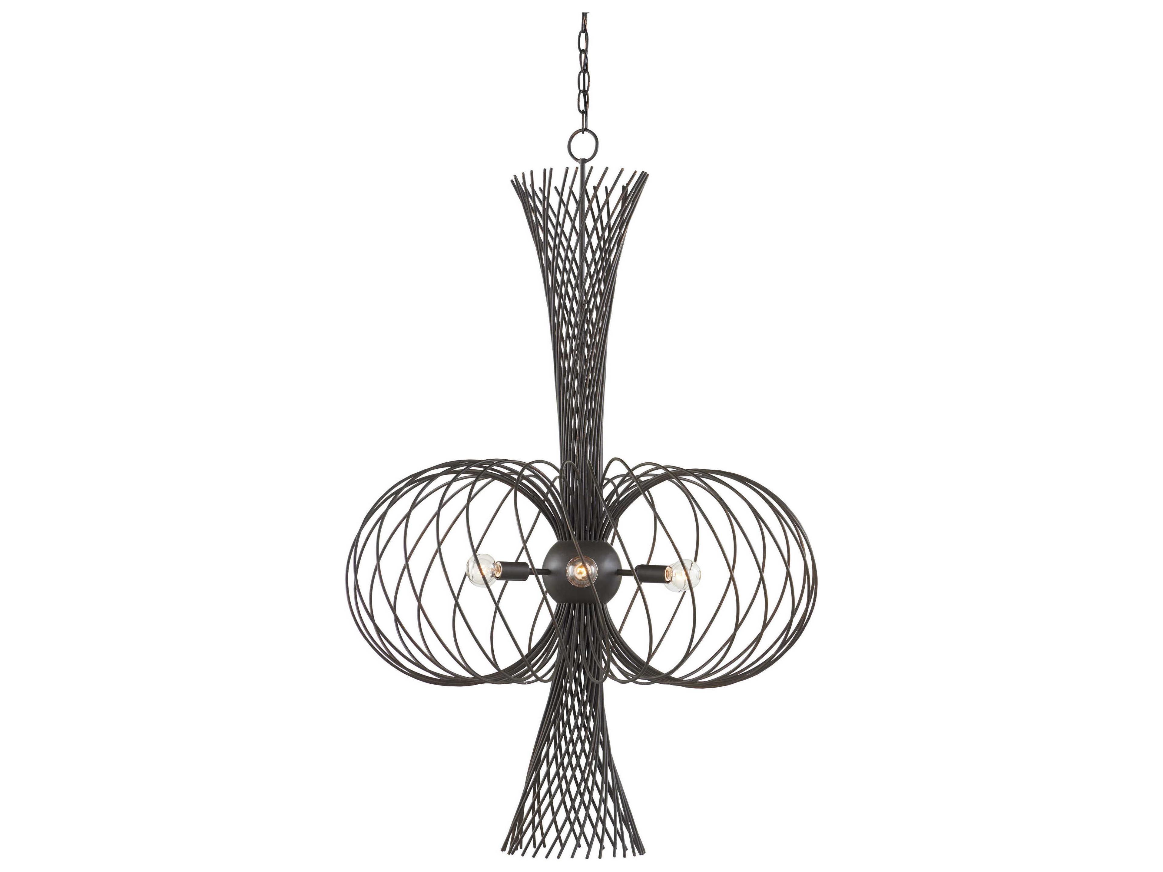 Currey & Company Akio 6-Light Bronze Gold Black Bowl Chandelier