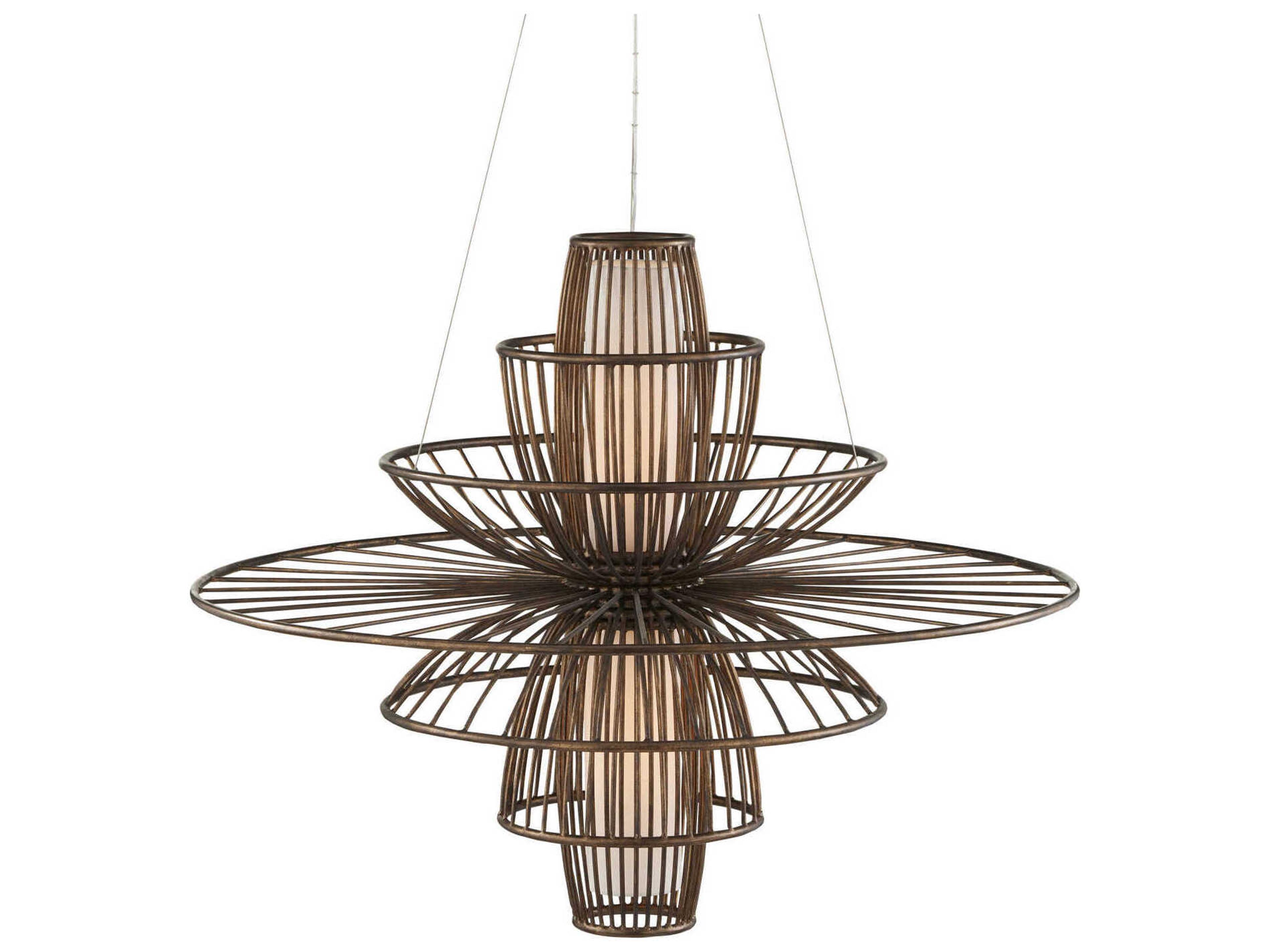 Currey & Company Benjiro 2-Light Gold Cylinder Linear Pendant