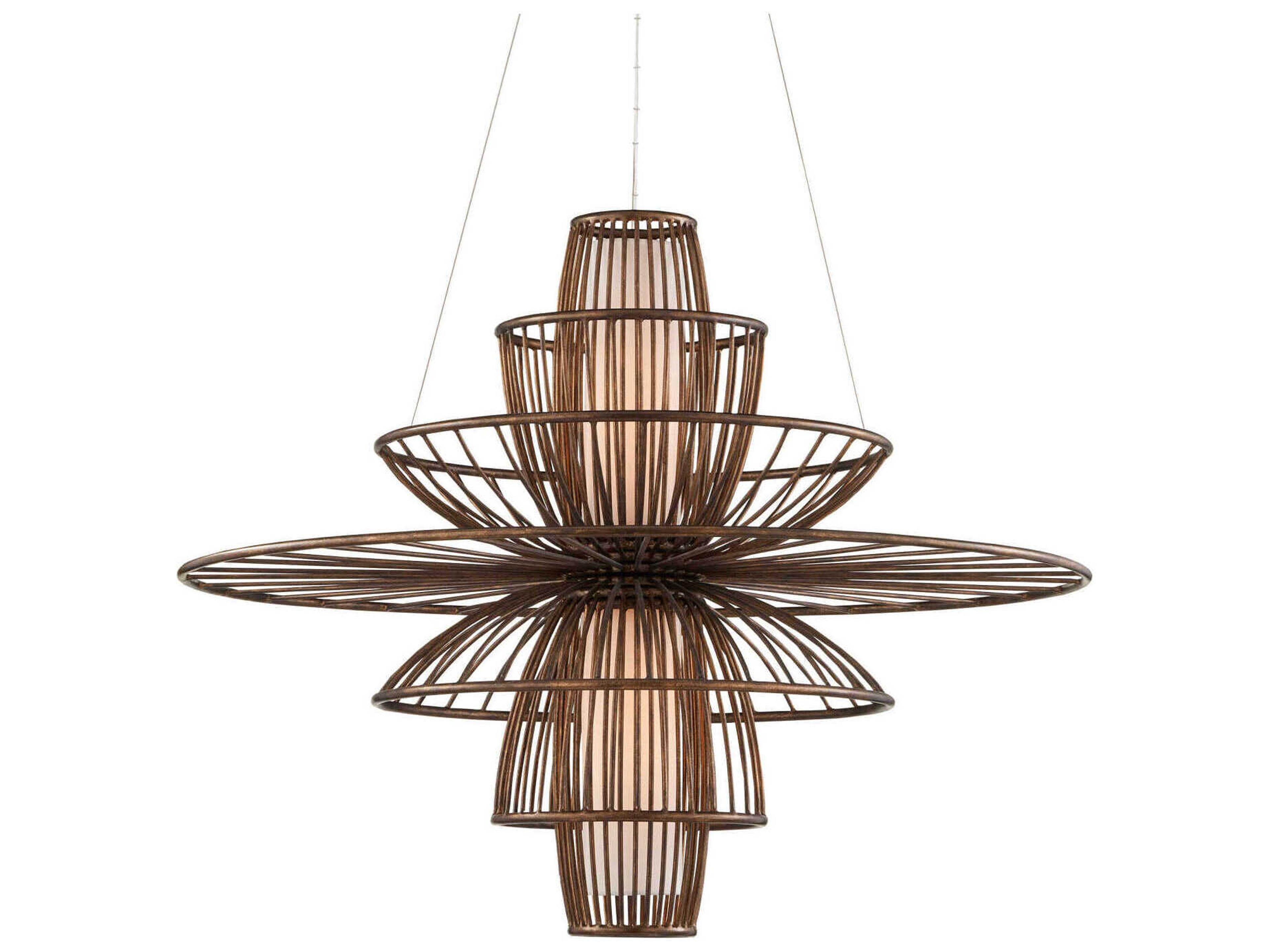 Currey & Company Benjiro 2-Light Gold Cylinder Linear Pendant