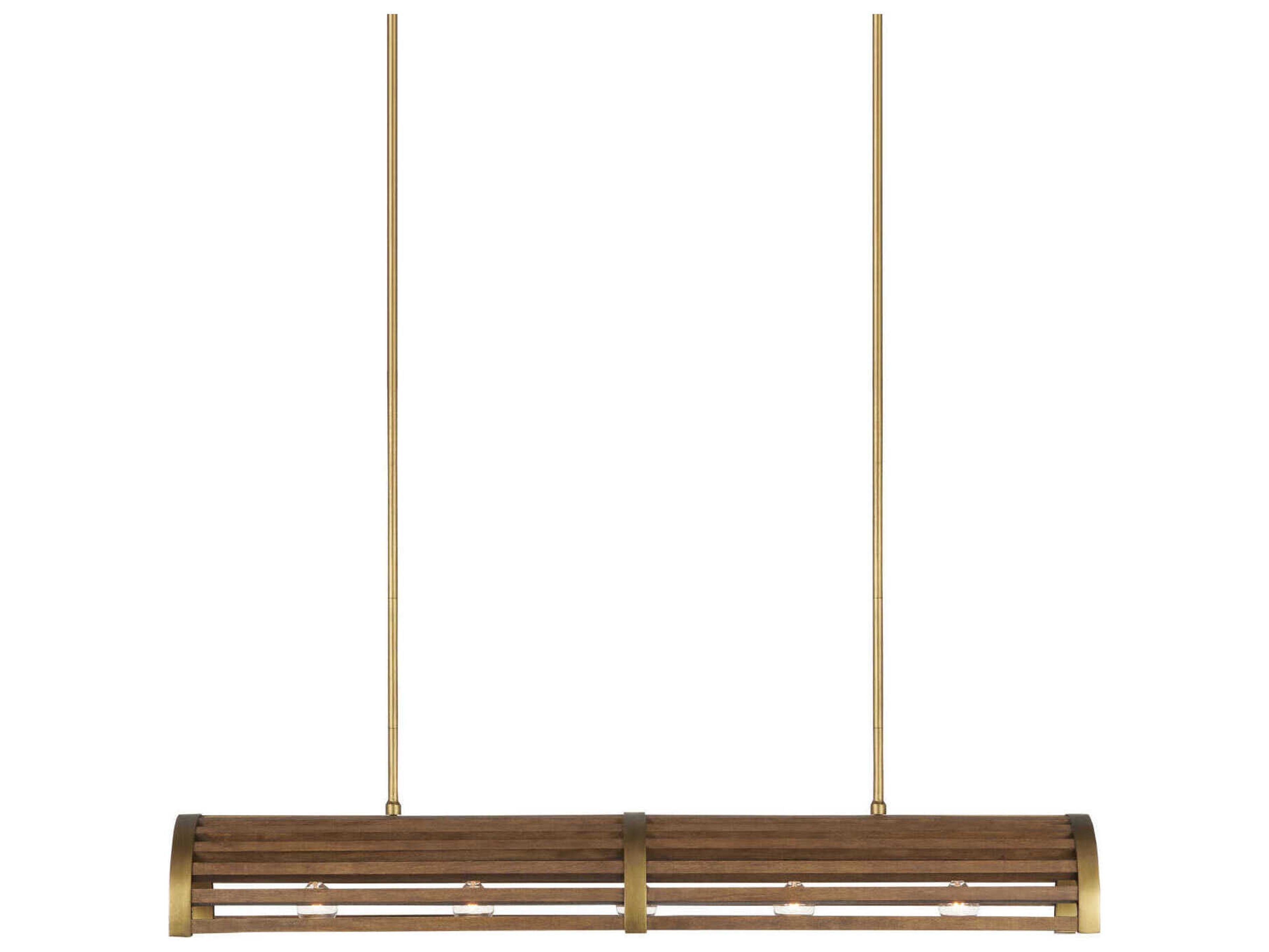 Currey & Company Woodbine 5-Light Chestnut brass Brown Island Pendant