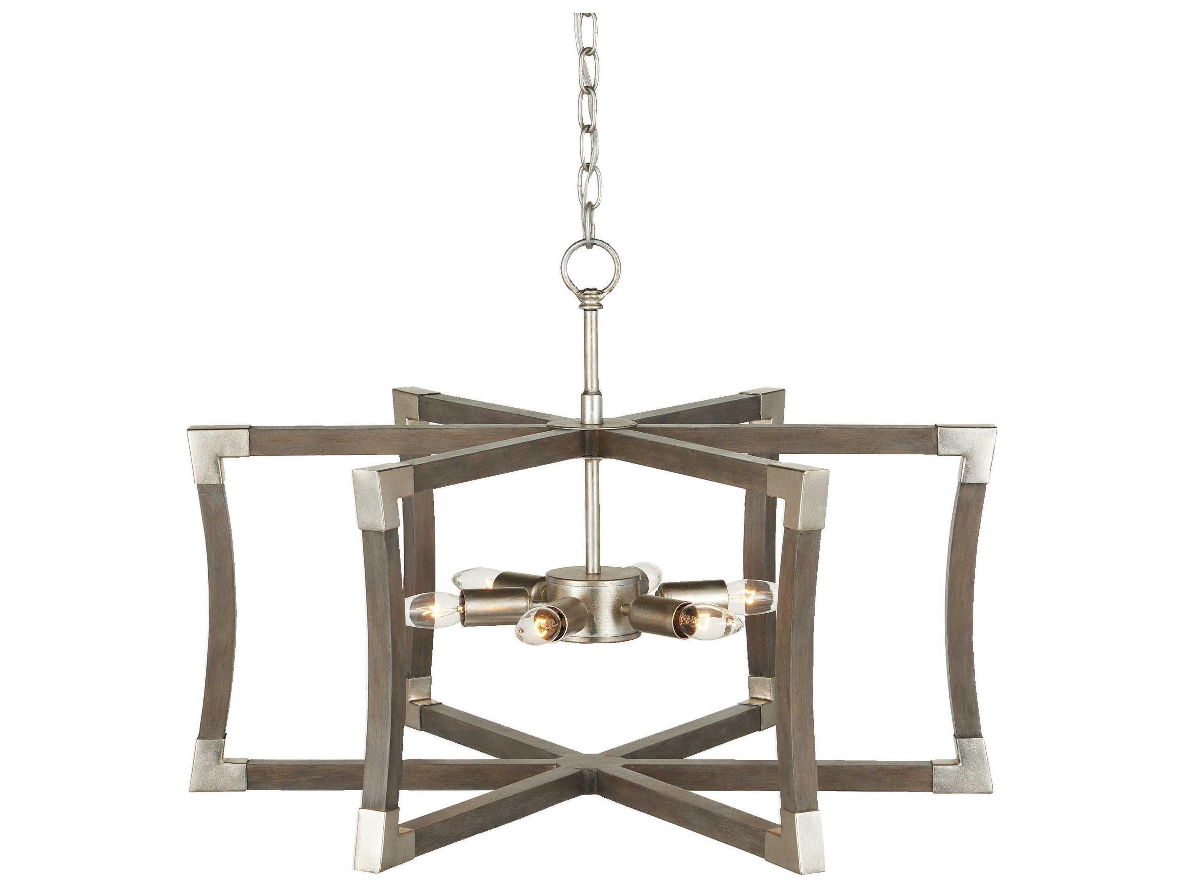 Bastian 6-Light Chateau Gray contemporary Silver Leaf Geometric Pendant