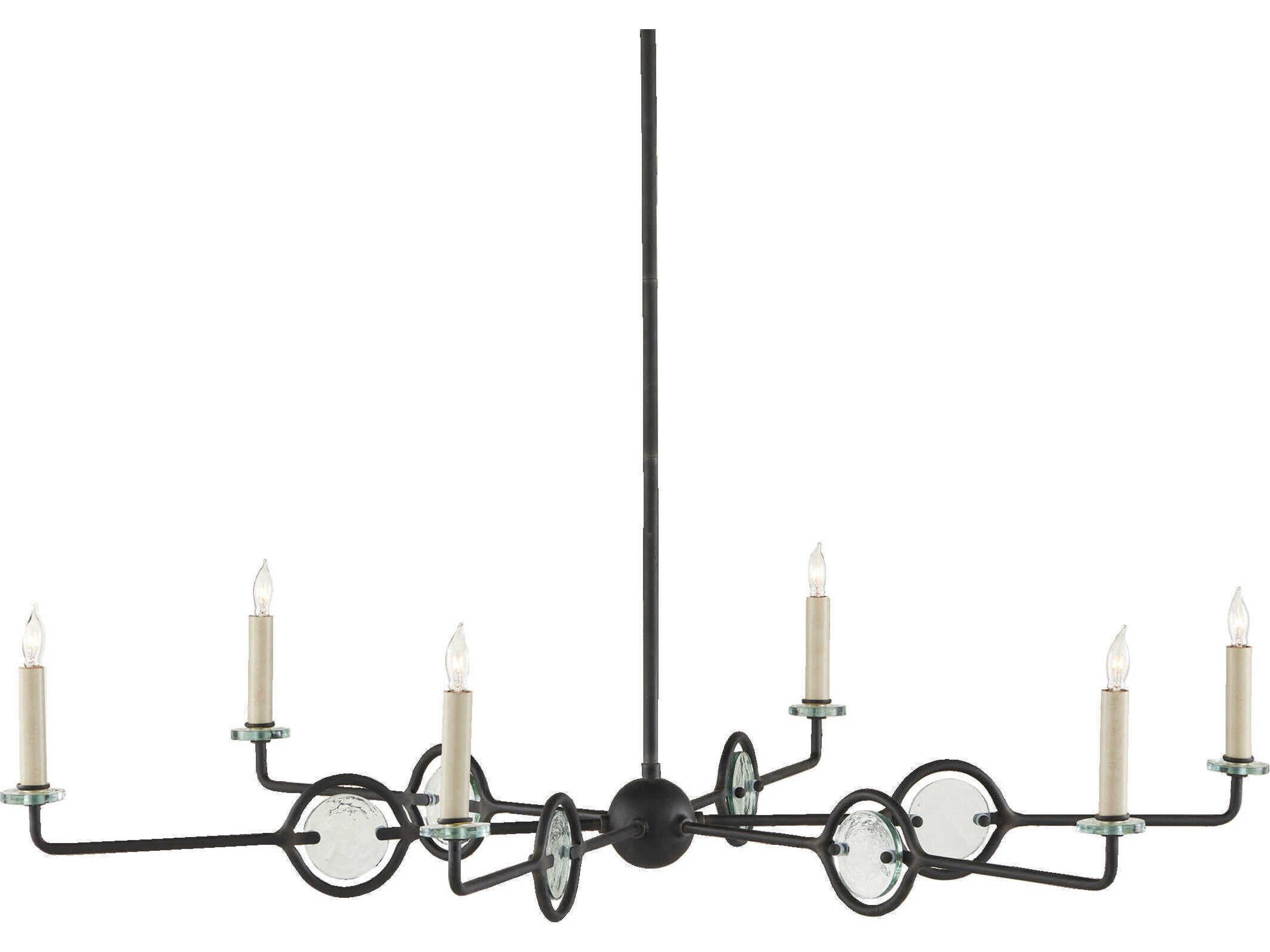 Currey & Company Privateer 6-Light Blacksmith Glass Chandelier