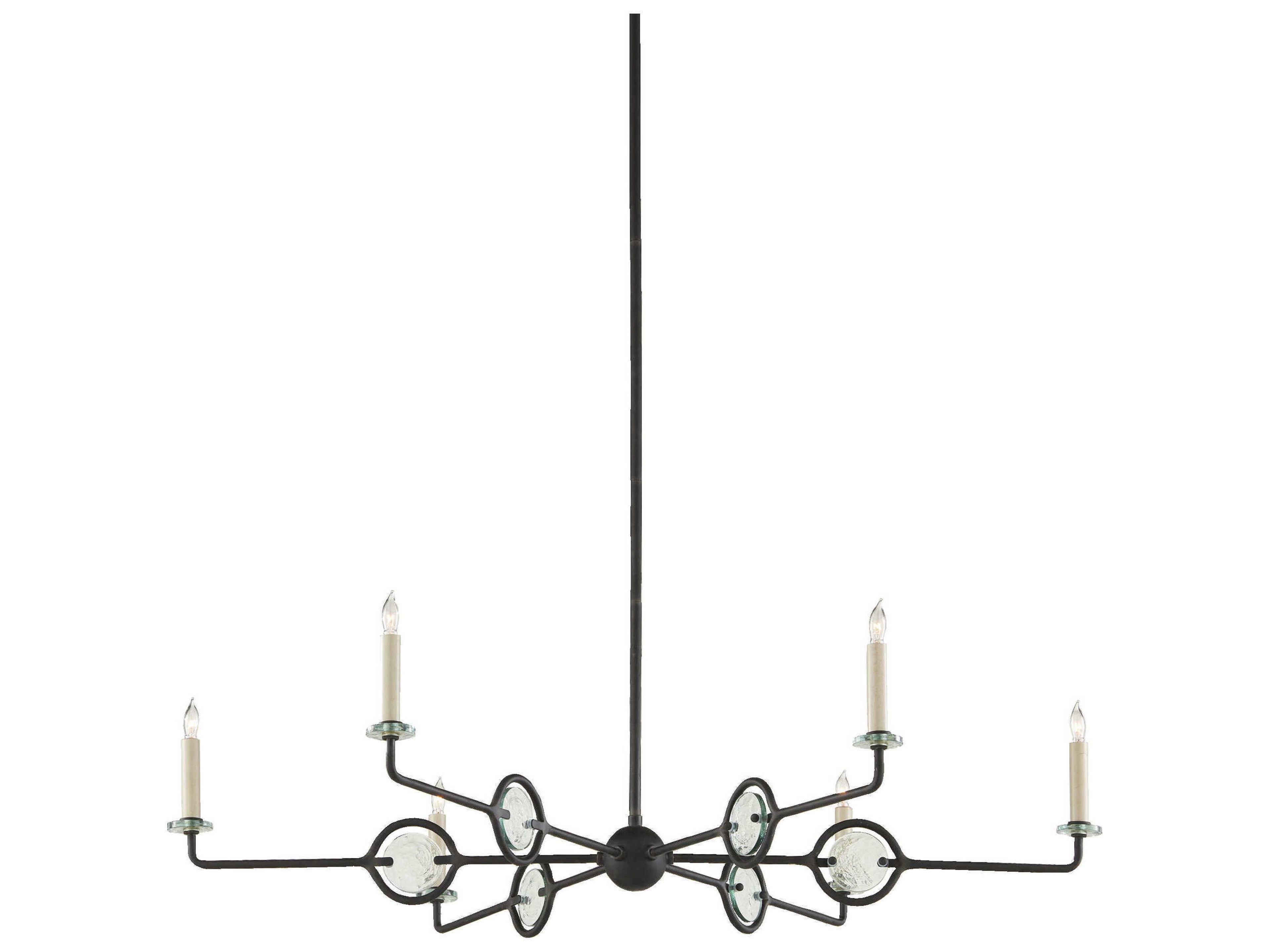 Currey & Company Privateer 6-Light Blacksmith Glass Chandelier