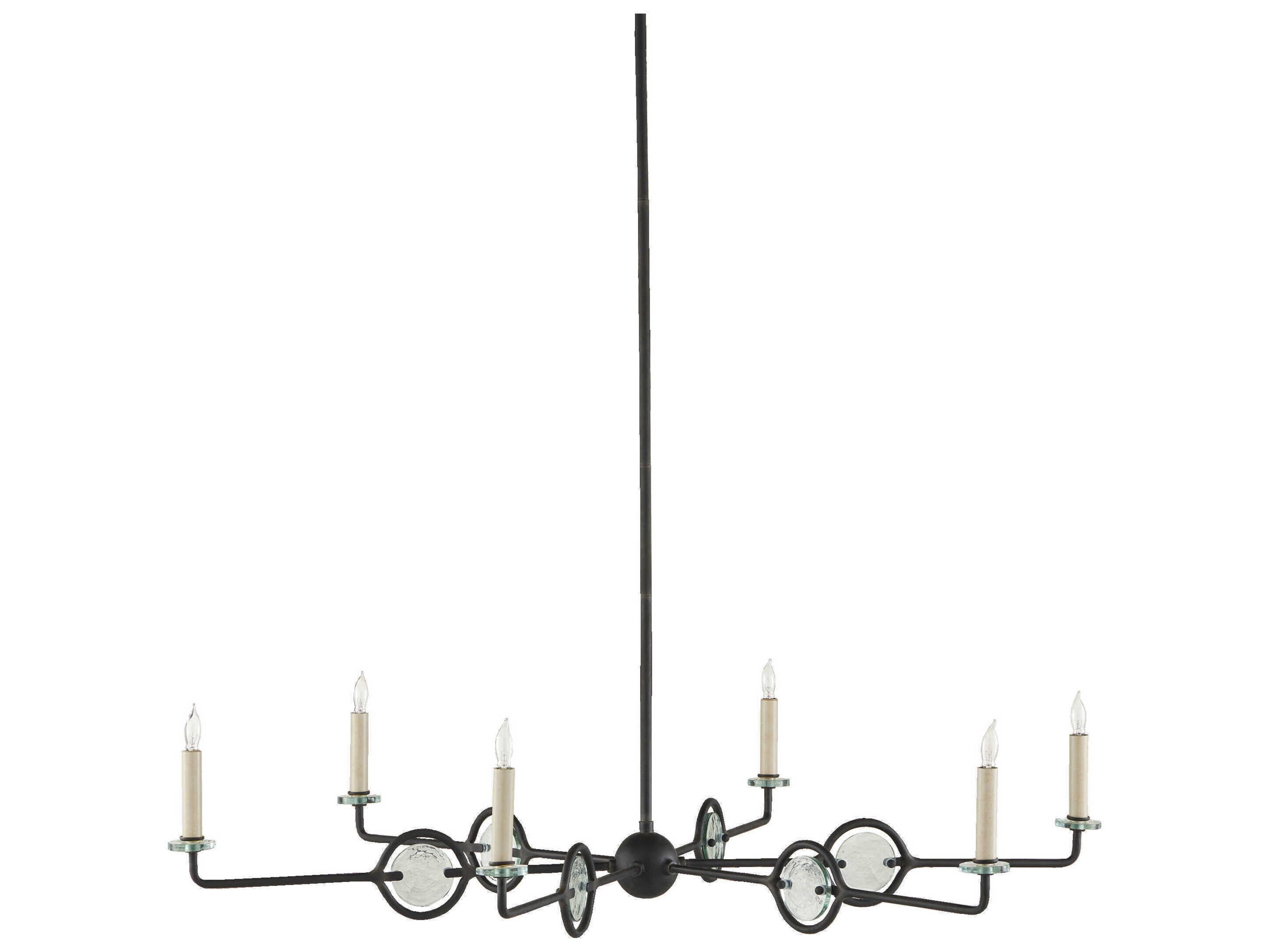 Currey & Company Privateer 6-Light Blacksmith Glass Chandelier
