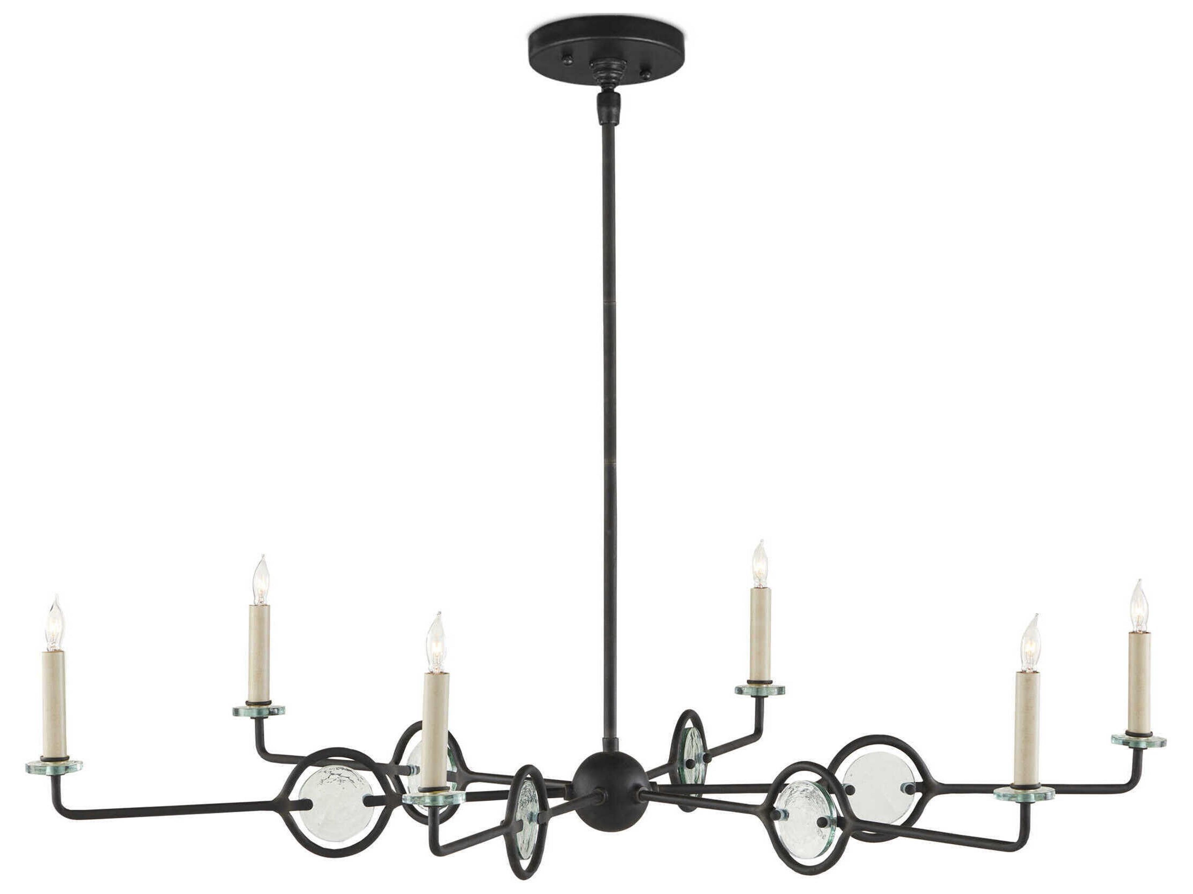 Currey & Company Privateer 6-Light Blacksmith Glass Chandelier