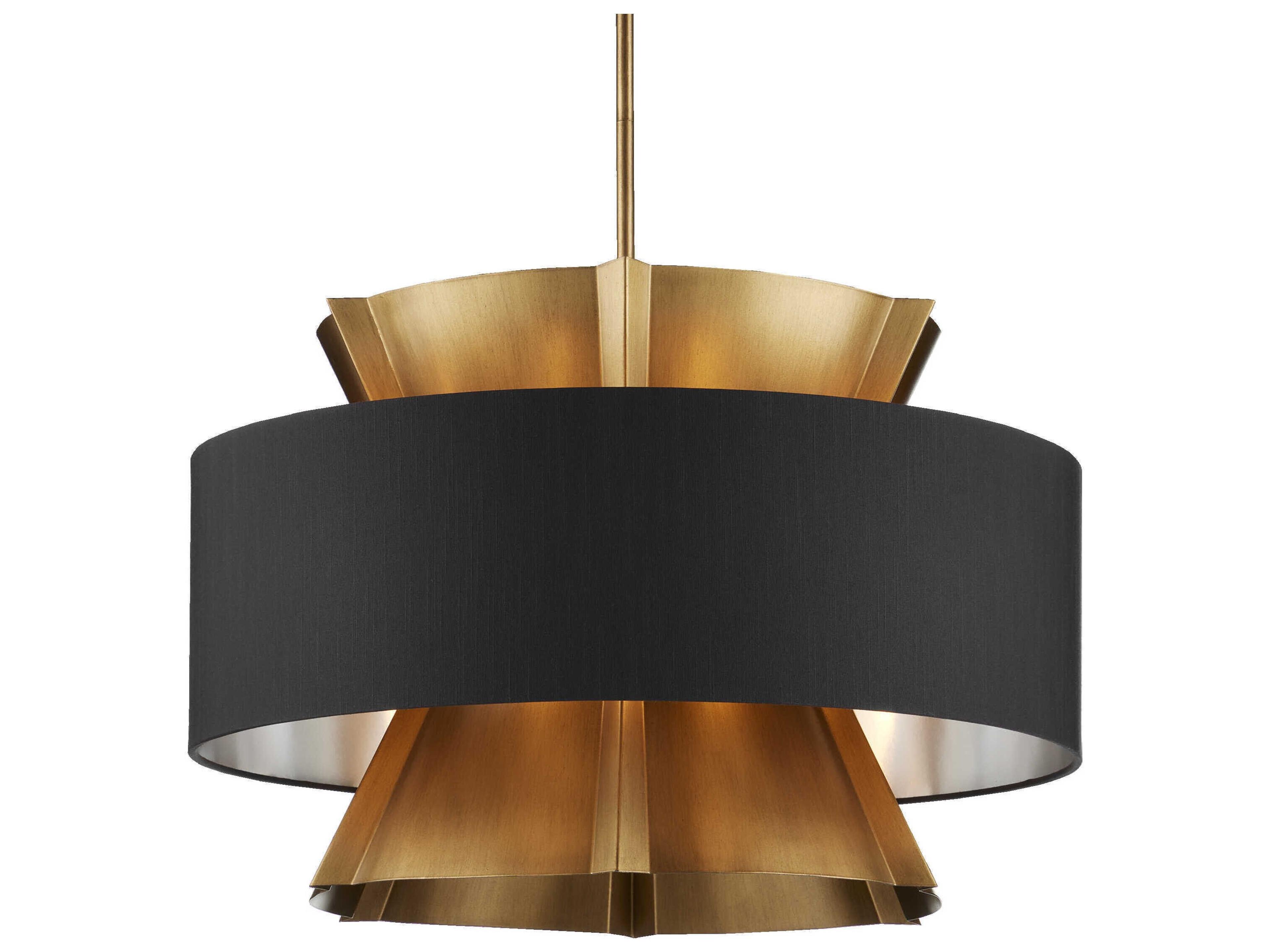 Currey & Company Oxenwood 6-Light Brass Black Linear Pendant