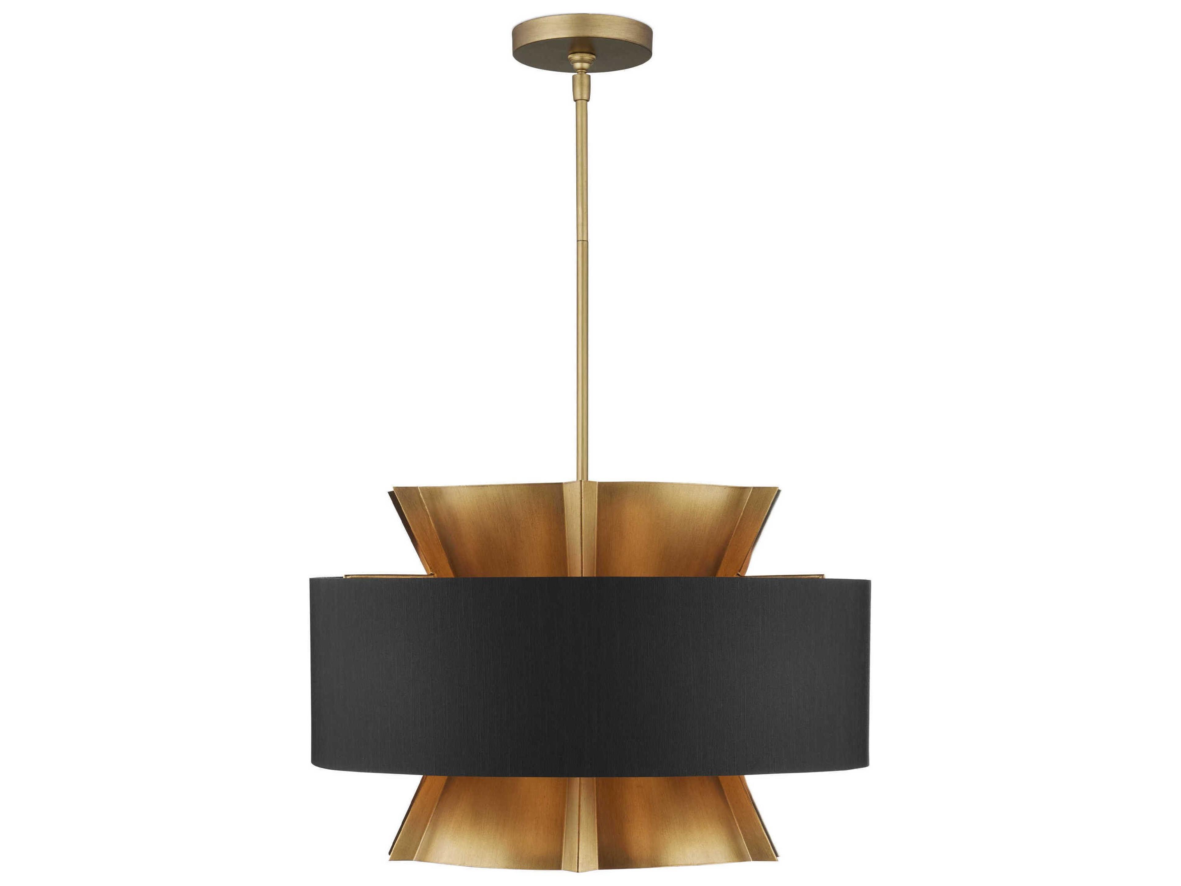 Currey & Company Oxenwood 6-Light Brass Black Linear Pendant