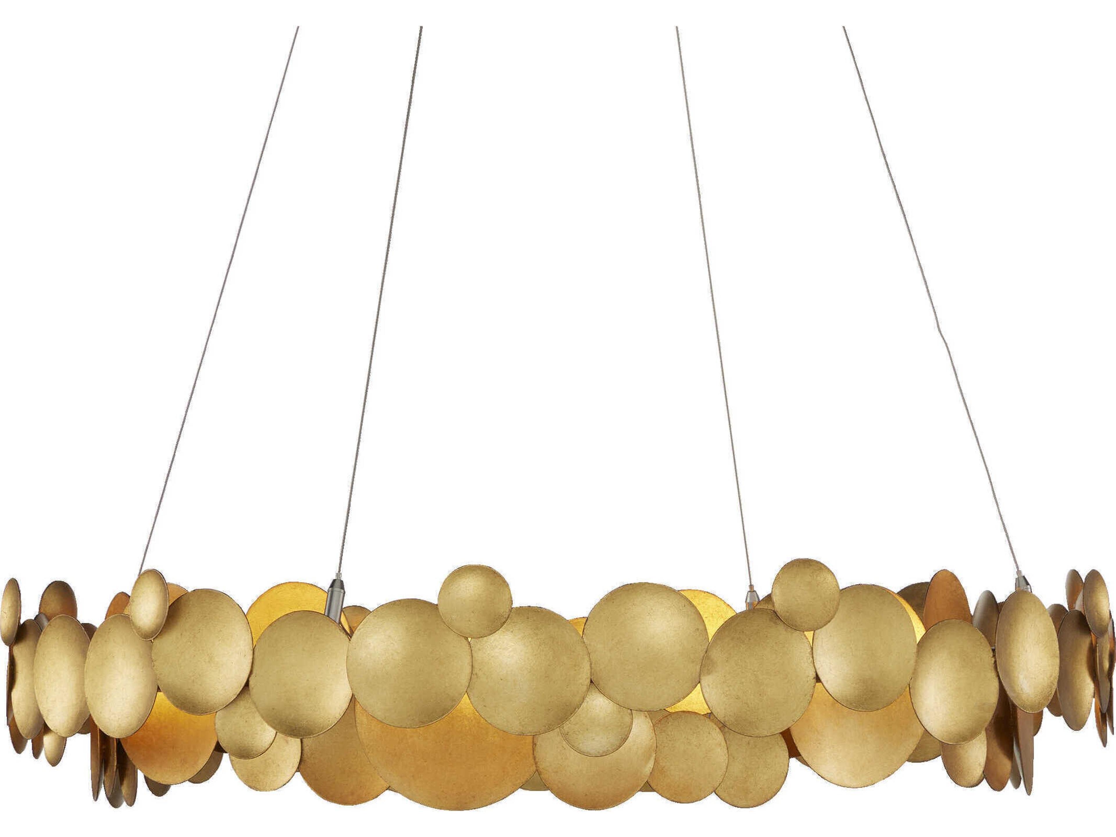 Currey & Company Lavengro 1-Light Contemporary Gold Leaf White LED Pendant