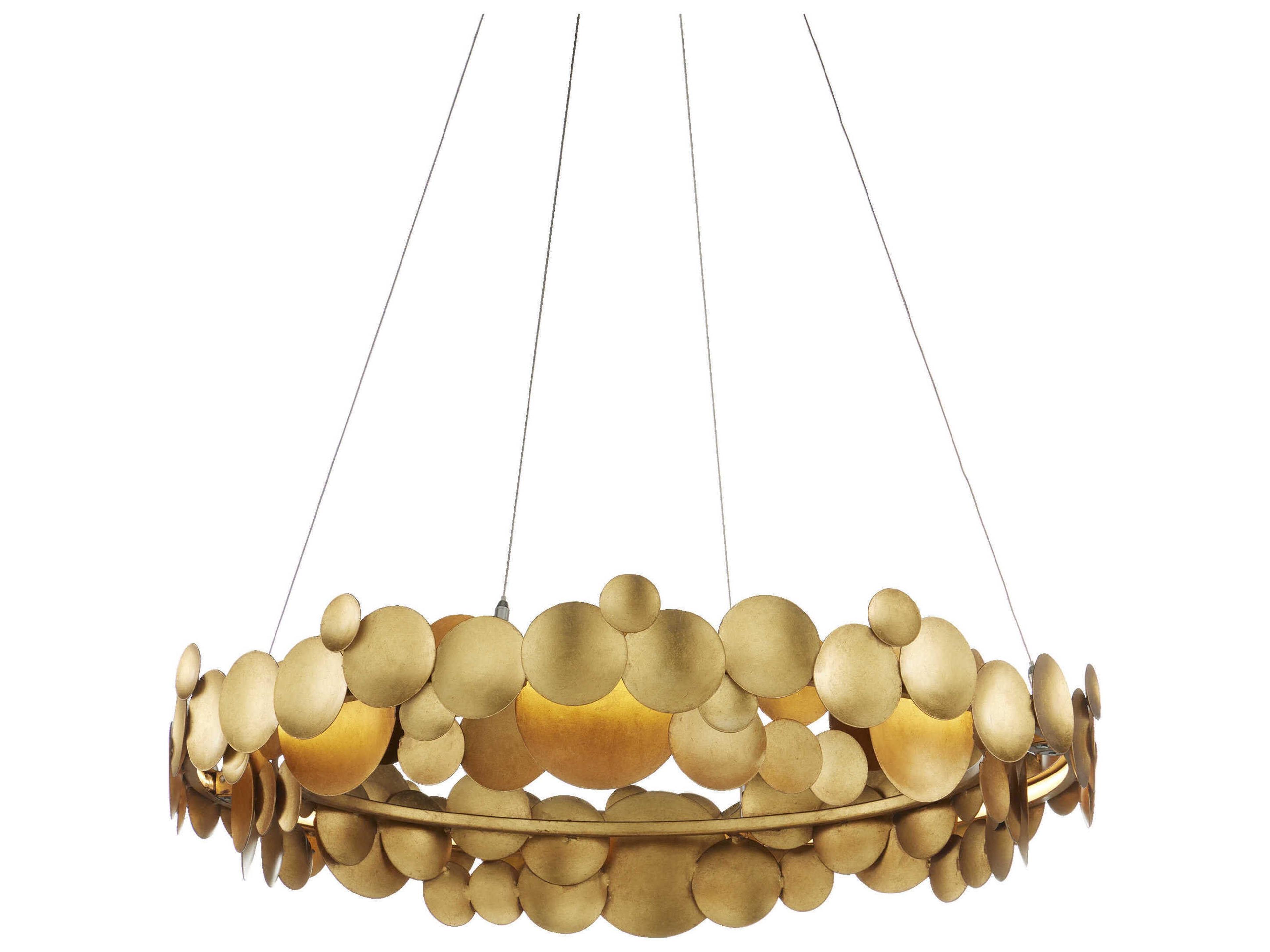 Currey & Company Lavengro 1-Light Contemporary Gold Leaf White LED Pendant