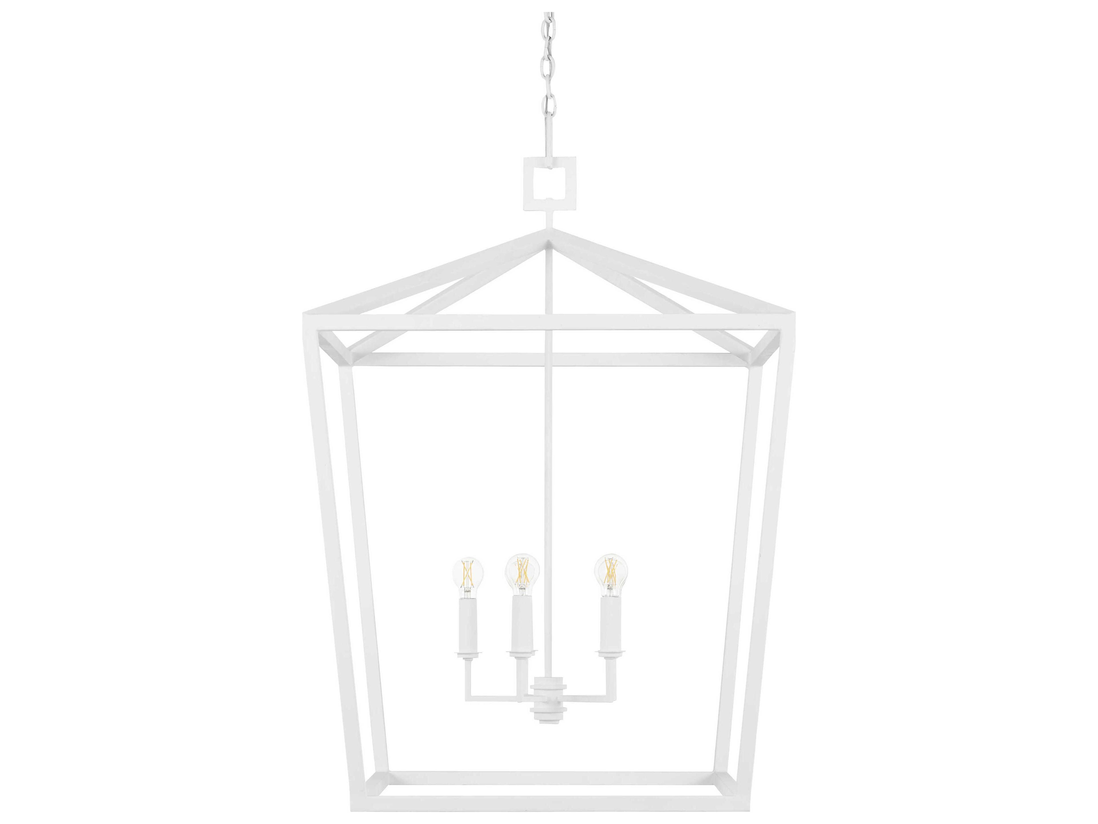 Currey & Company Denison 4-Light Gesso White Chandelier