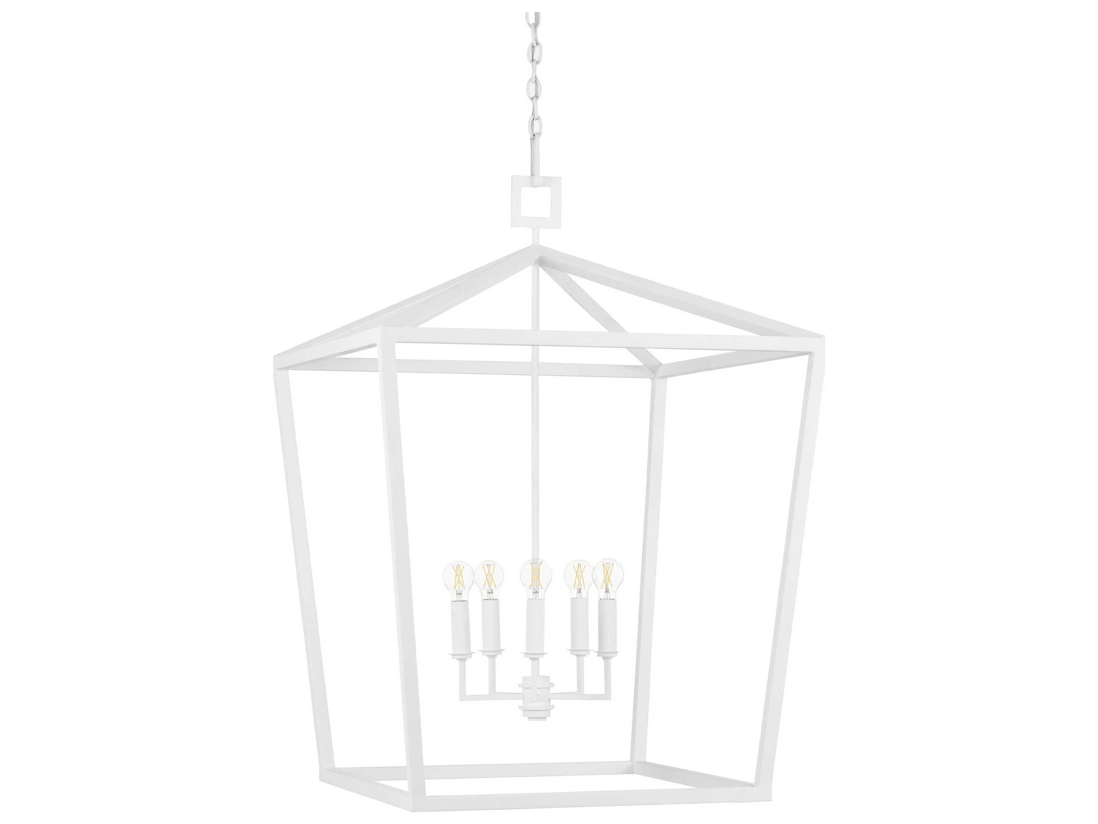 Currey & Company Denison 4-Light Gesso White Chandelier