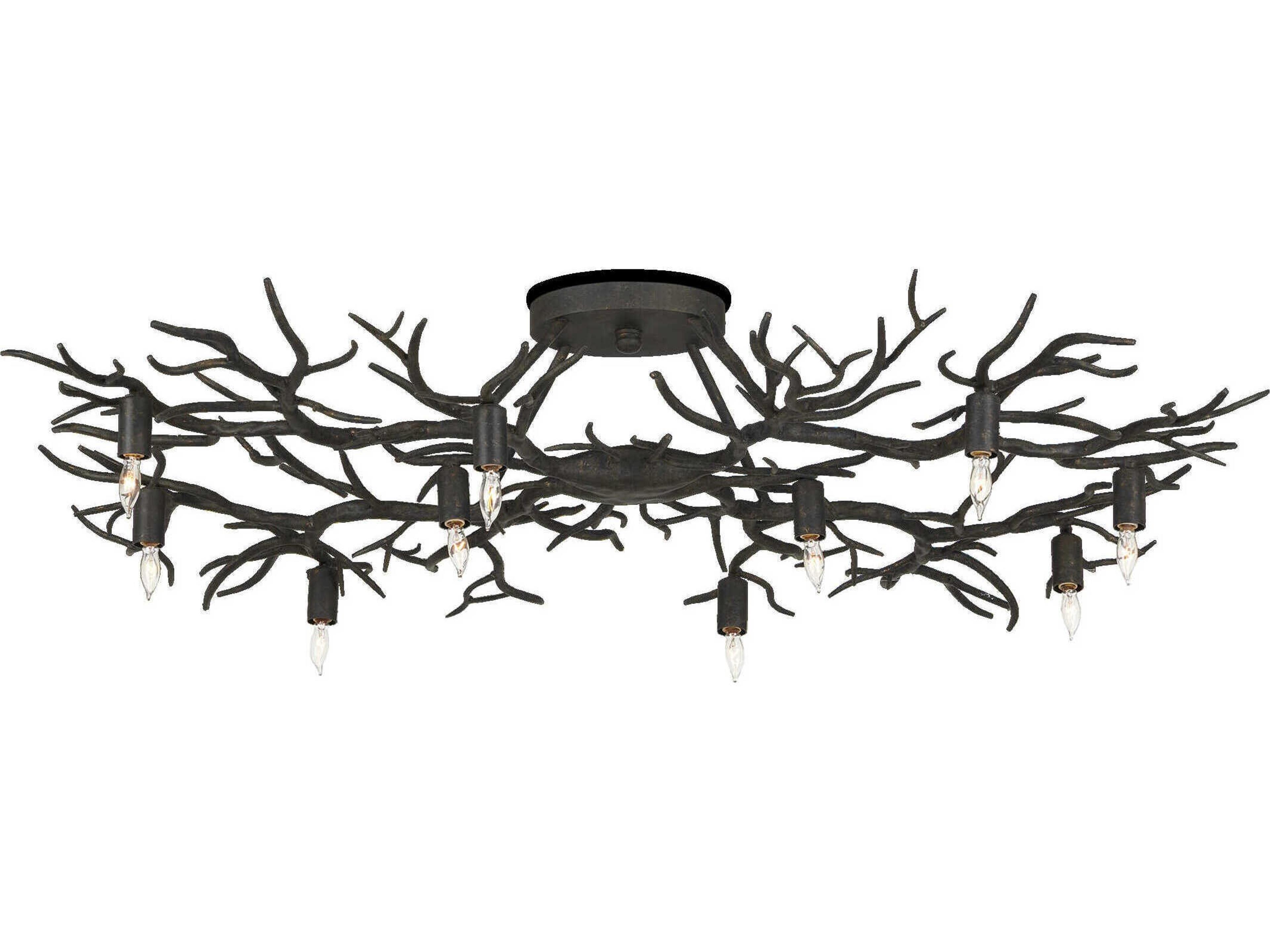 Currey & Company Rainforest 10-Light Rustic Bronze Semi Flush Mount