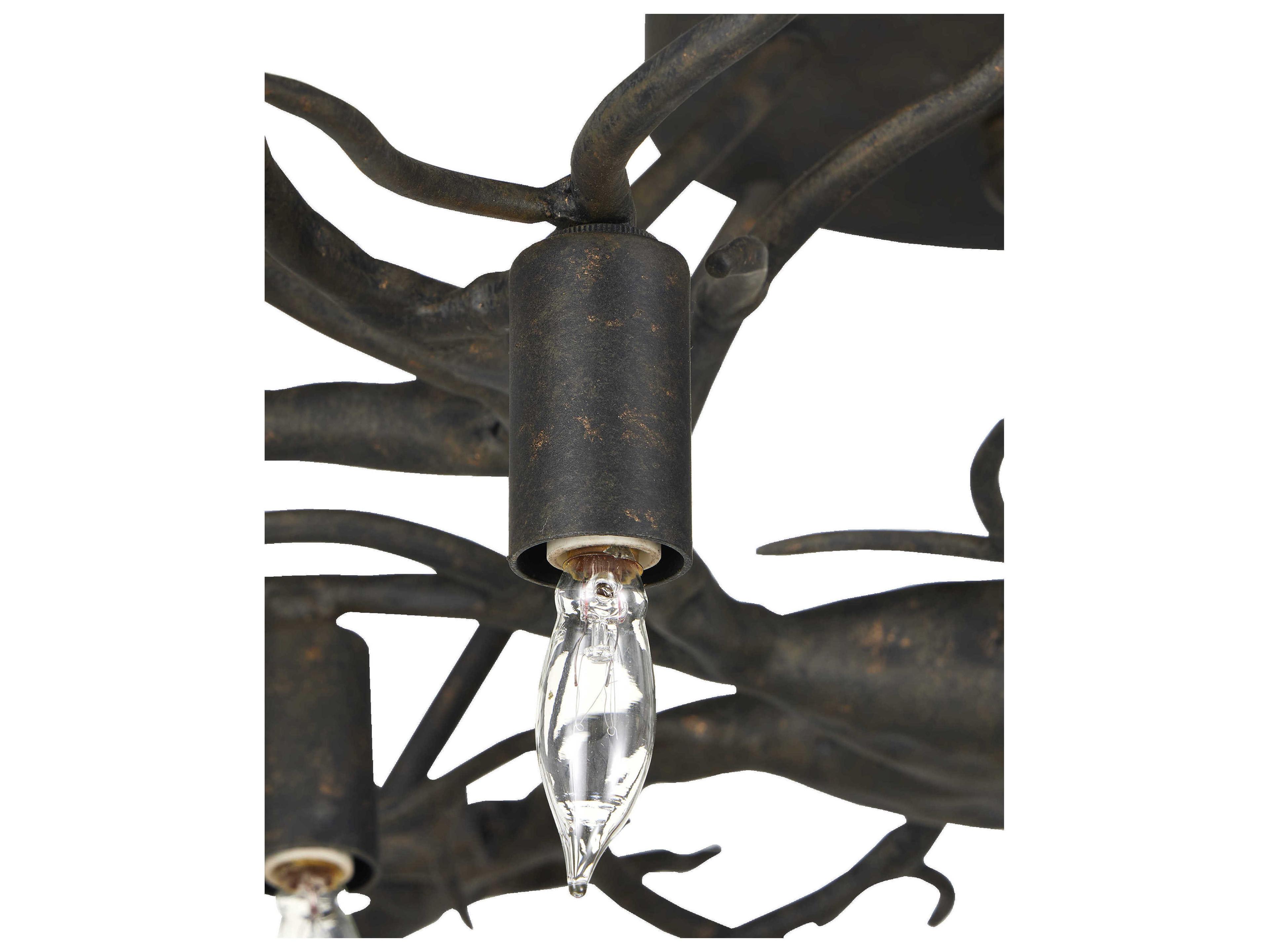 Currey & Company Rainforest 10-Light Rustic Bronze Semi Flush Mount