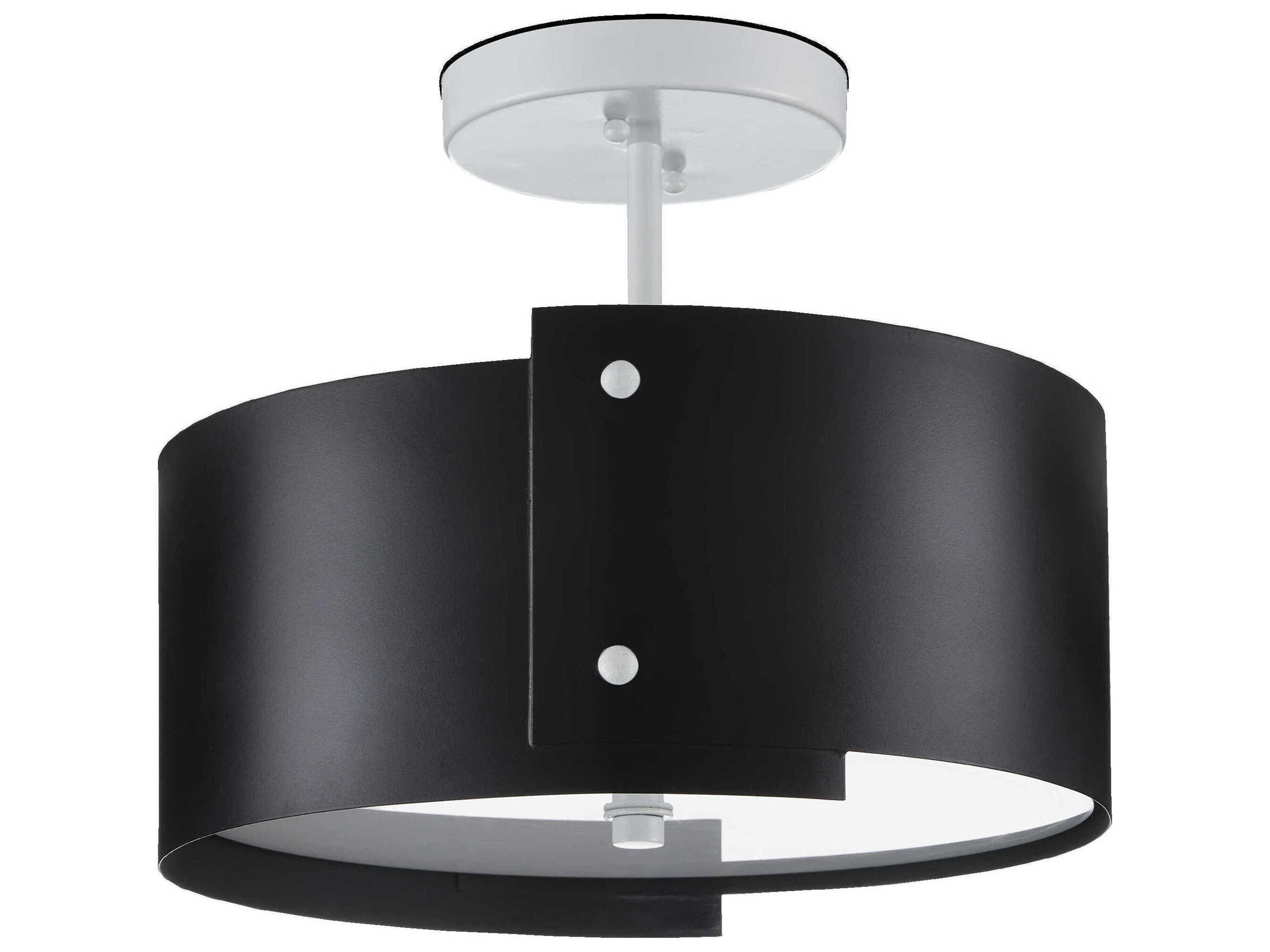 Currey & Company Ritsu 1-Light Blacksmith sugar White LED Drum Semi Flush Mount