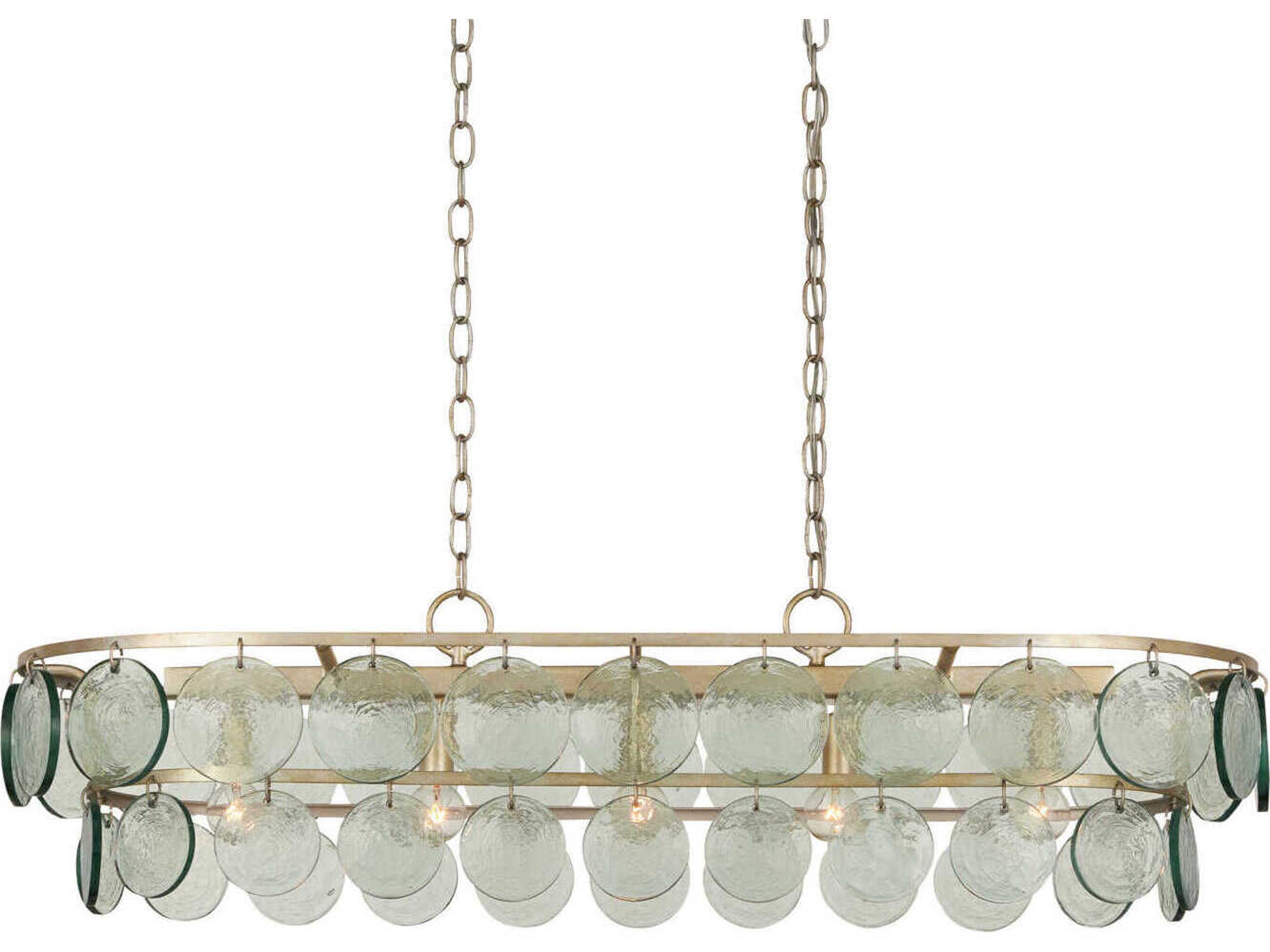 Currey & Company Settat 5-Light Silver Leaf Glass Linear Island Pendant