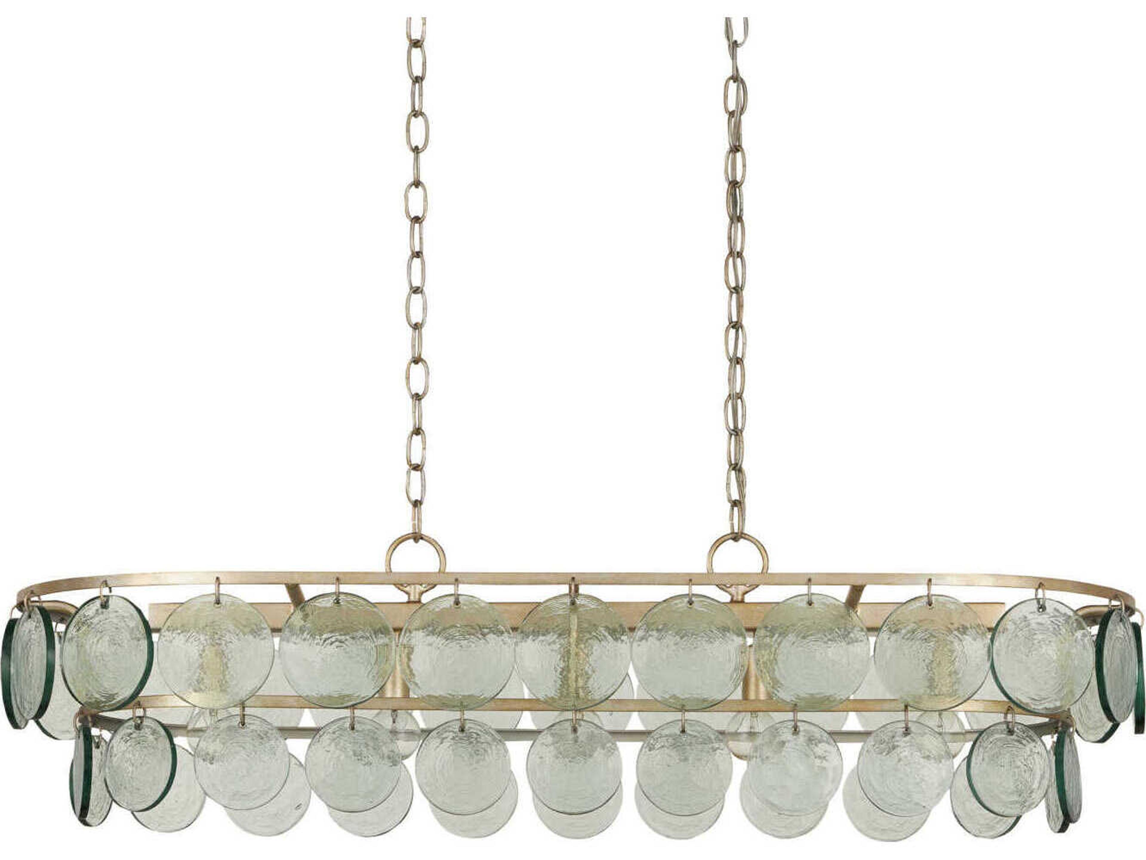 Currey & Company Settat 5-Light Silver Leaf Glass Linear Island Pendant