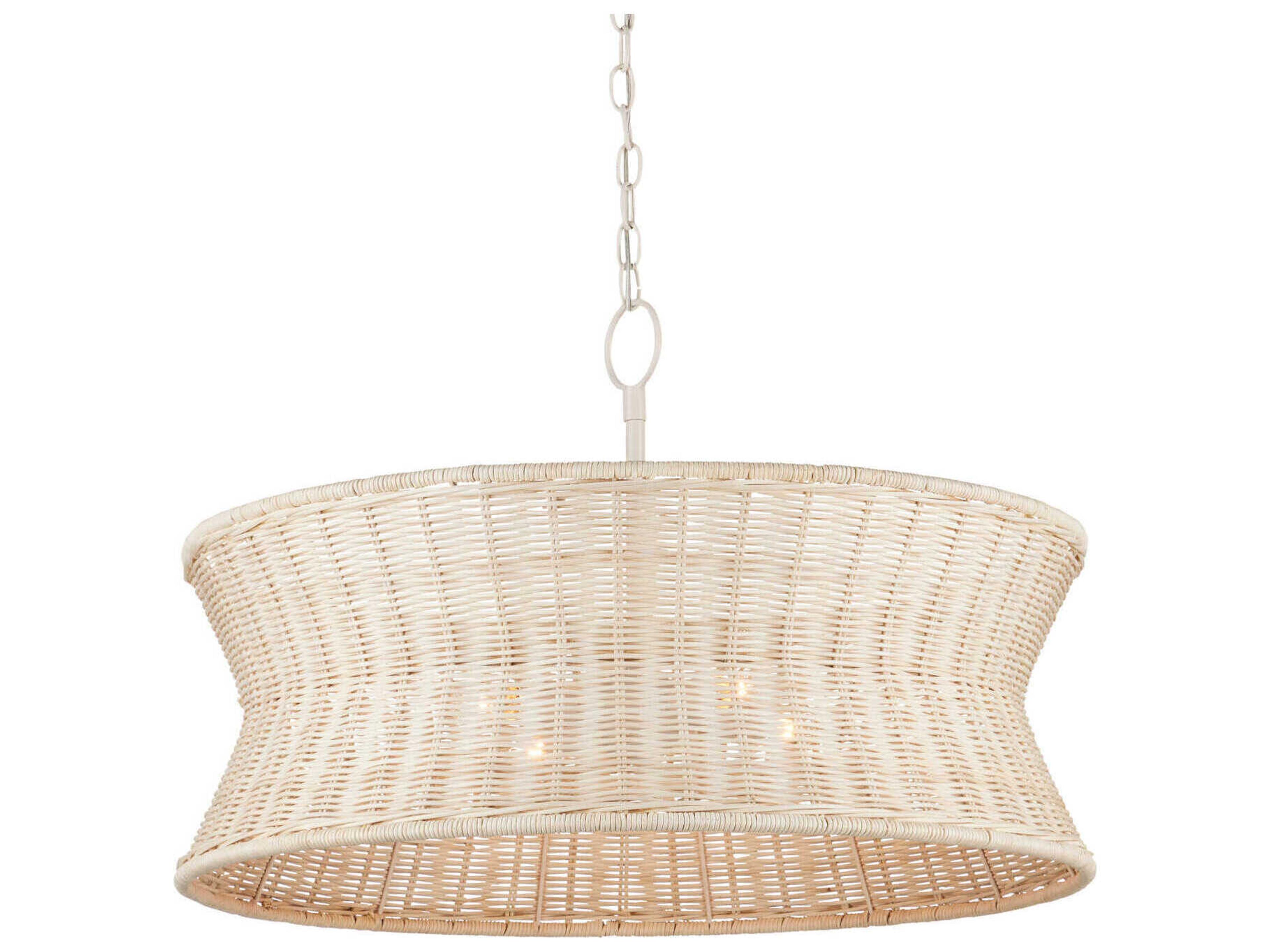Currey & Company Phebe 4-Light Bleached Natural Vanilla White Pendant