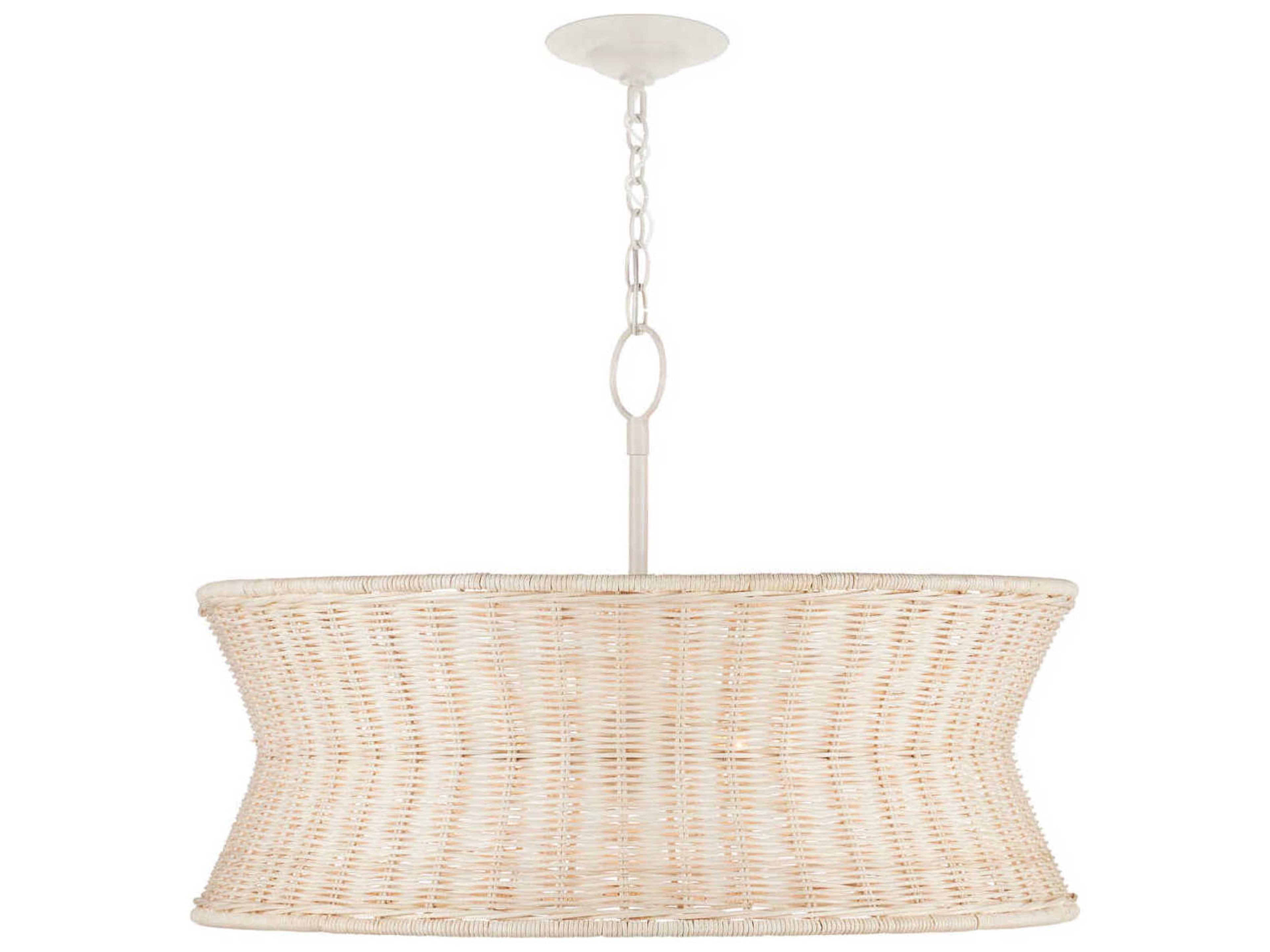 Currey & Company Phebe 4-Light Bleached Natural Vanilla White Pendant