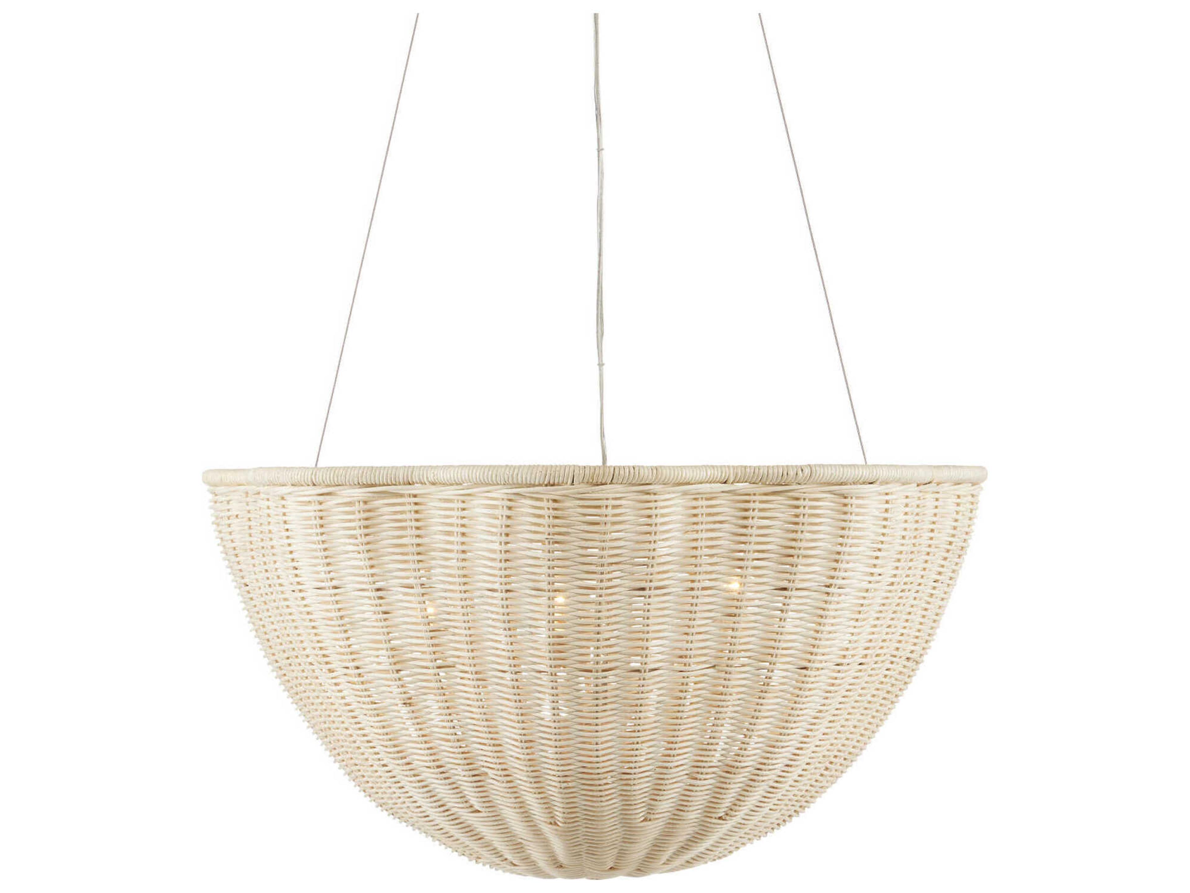 Currey & Company Telos 3-Light Bleached Natural Vanilla White Pendant