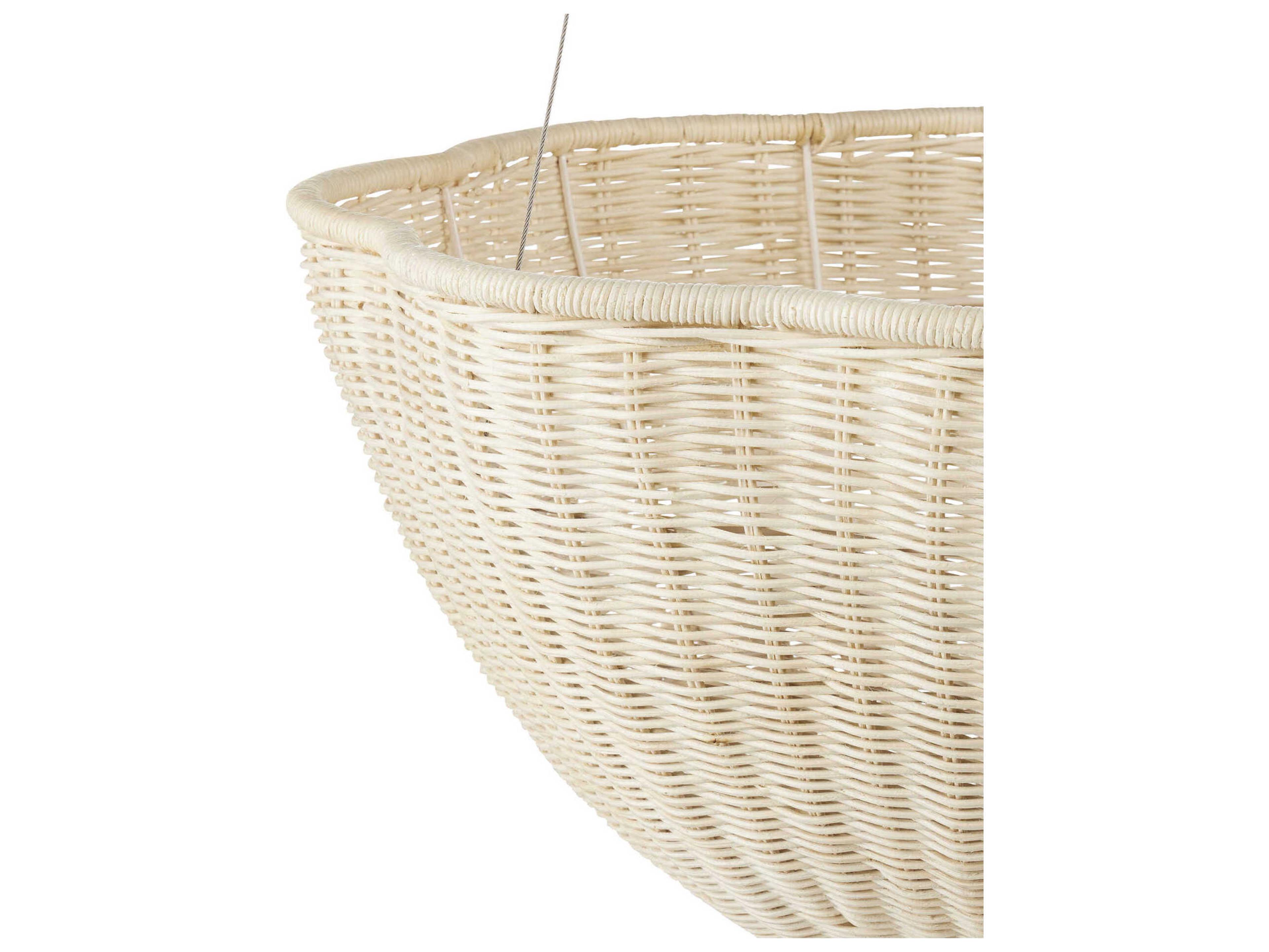 Currey & Company Telos 3-Light Bleached Natural Vanilla White Pendant