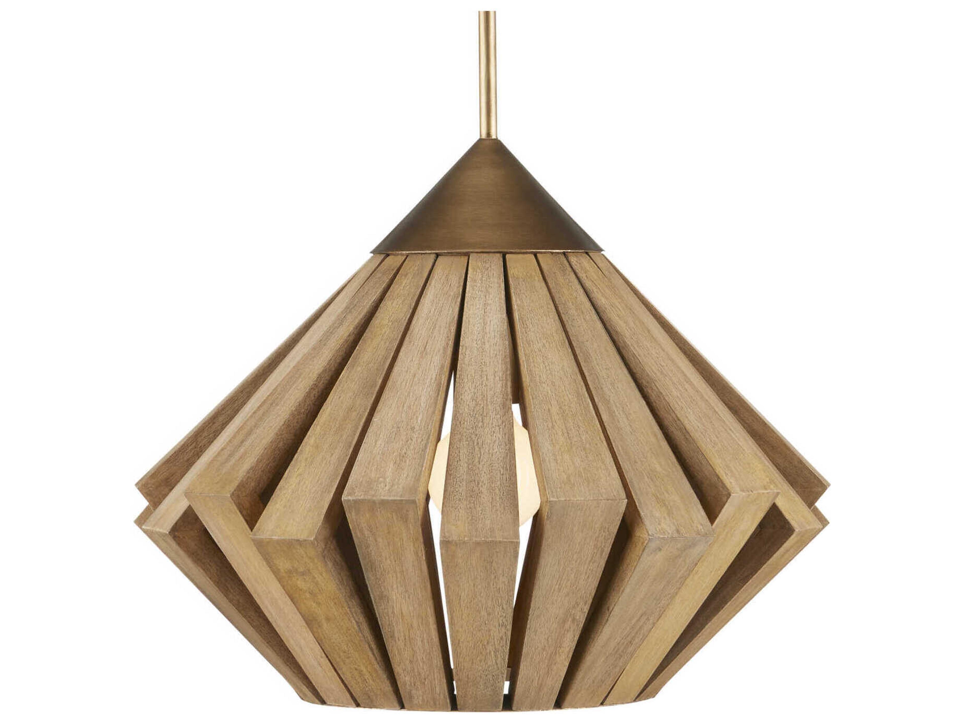 Currey & Company Plunge 1-Light Brass Toffee Brown Geometric Pendant
