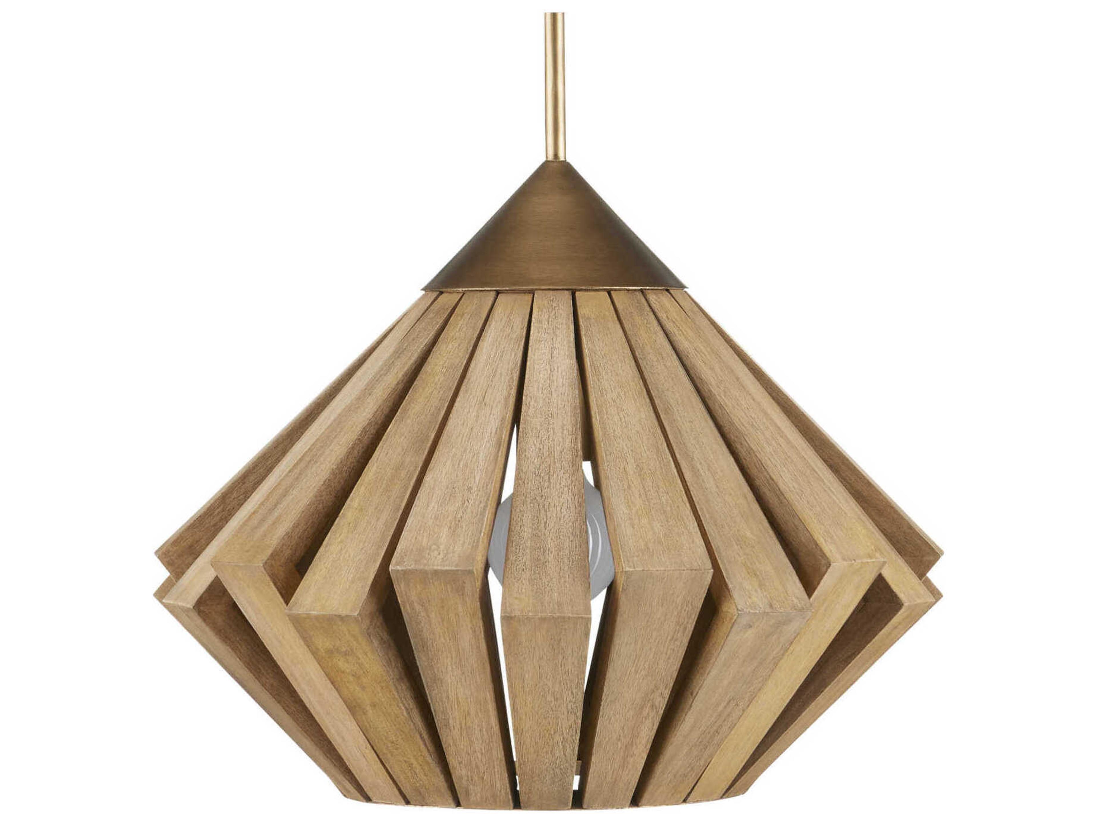 Currey & Company Plunge 1-Light Brass Toffee Brown Geometric Pendant