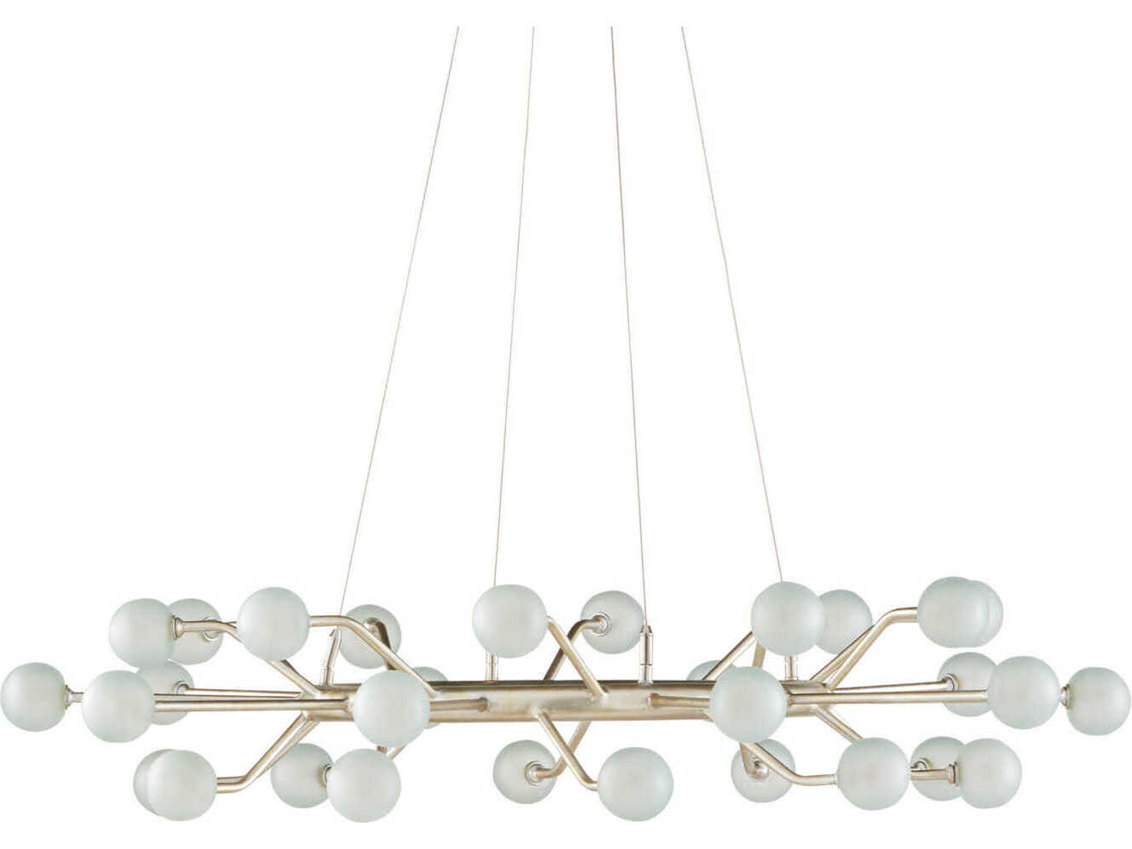 Currey & Company Chaldea 30-Light Contemporary Silver Leaf Glass Globe Chandelier