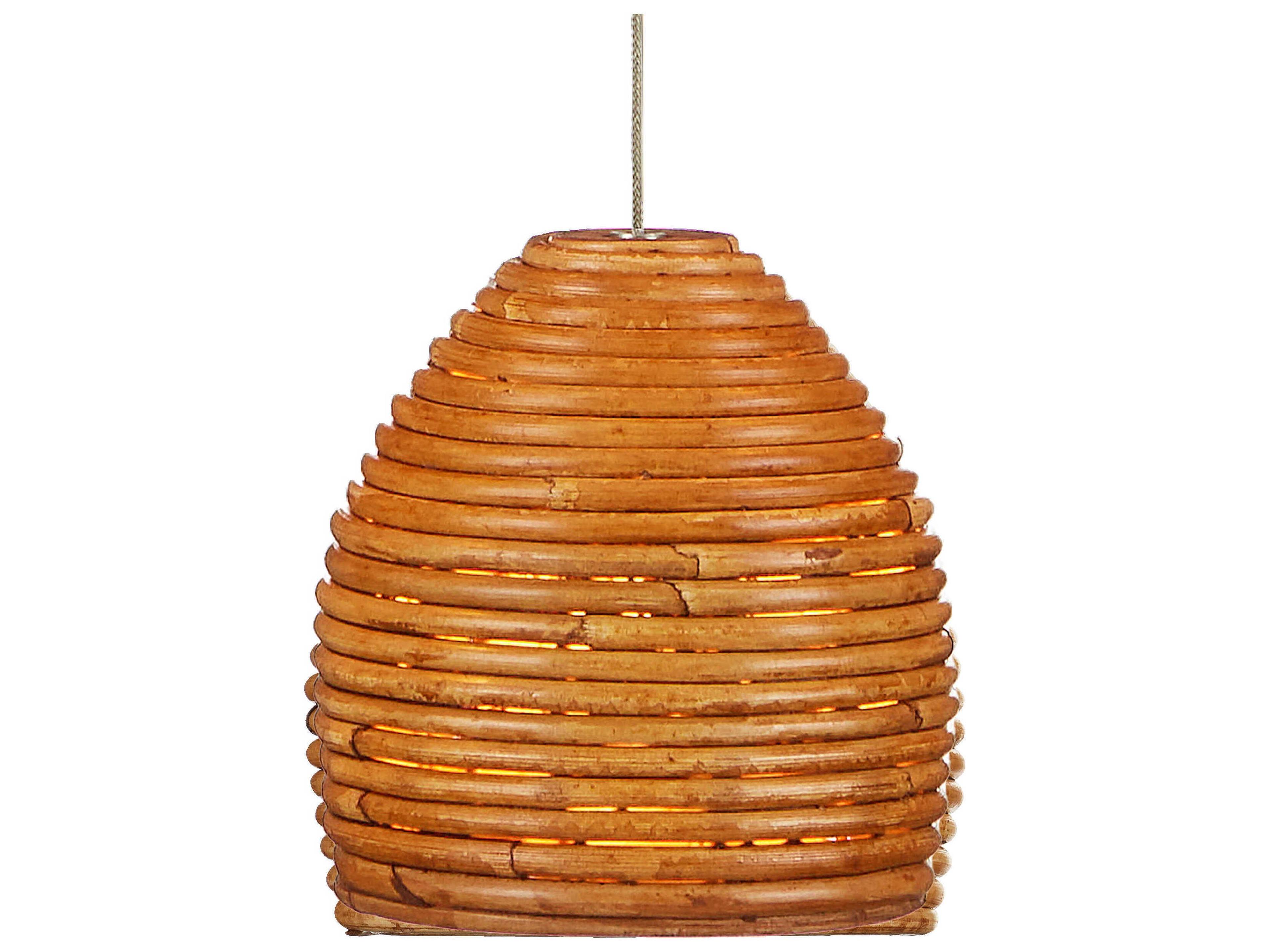 Currey & Company Beehive 15-Light Natural Rattan Silver Brown Dome Tiered Island Pendant