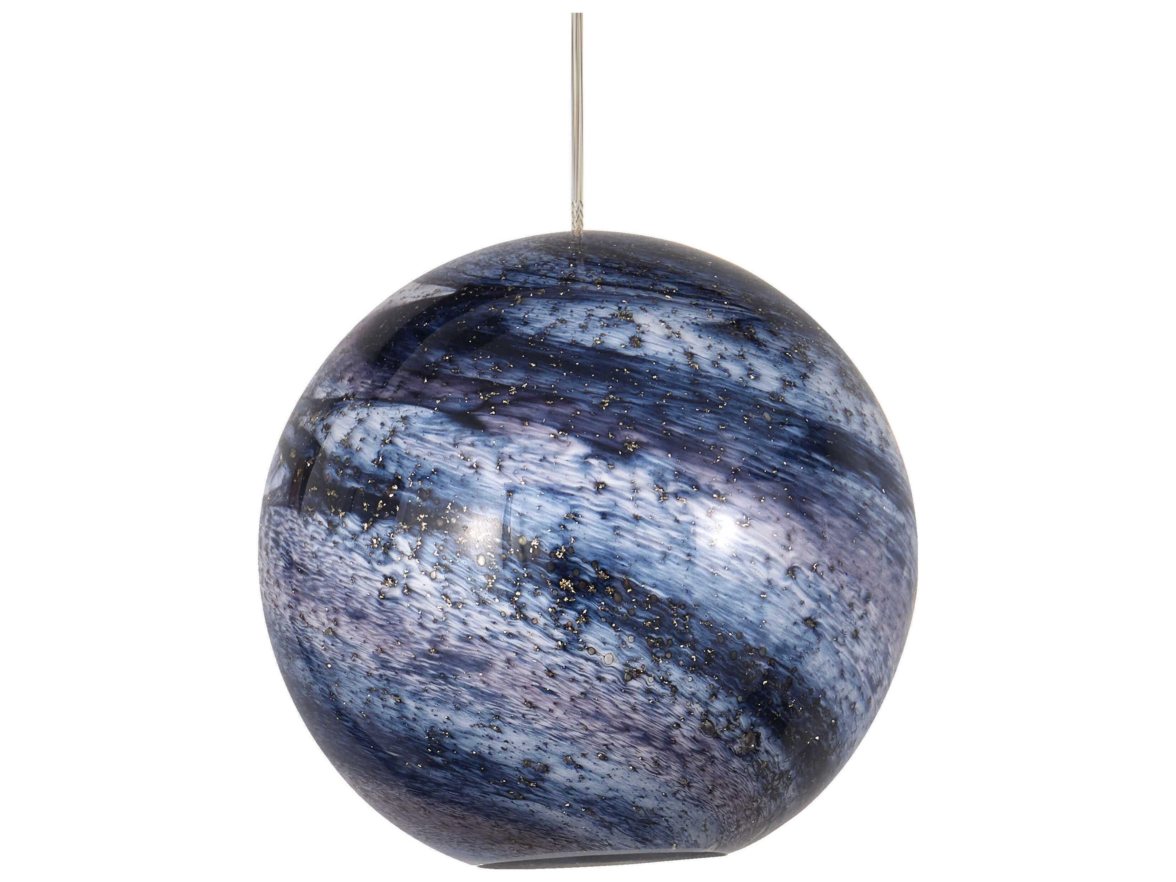 Currey & Company Palatino 36-Light Blue Marbeled Silver Glass Globe Pendant