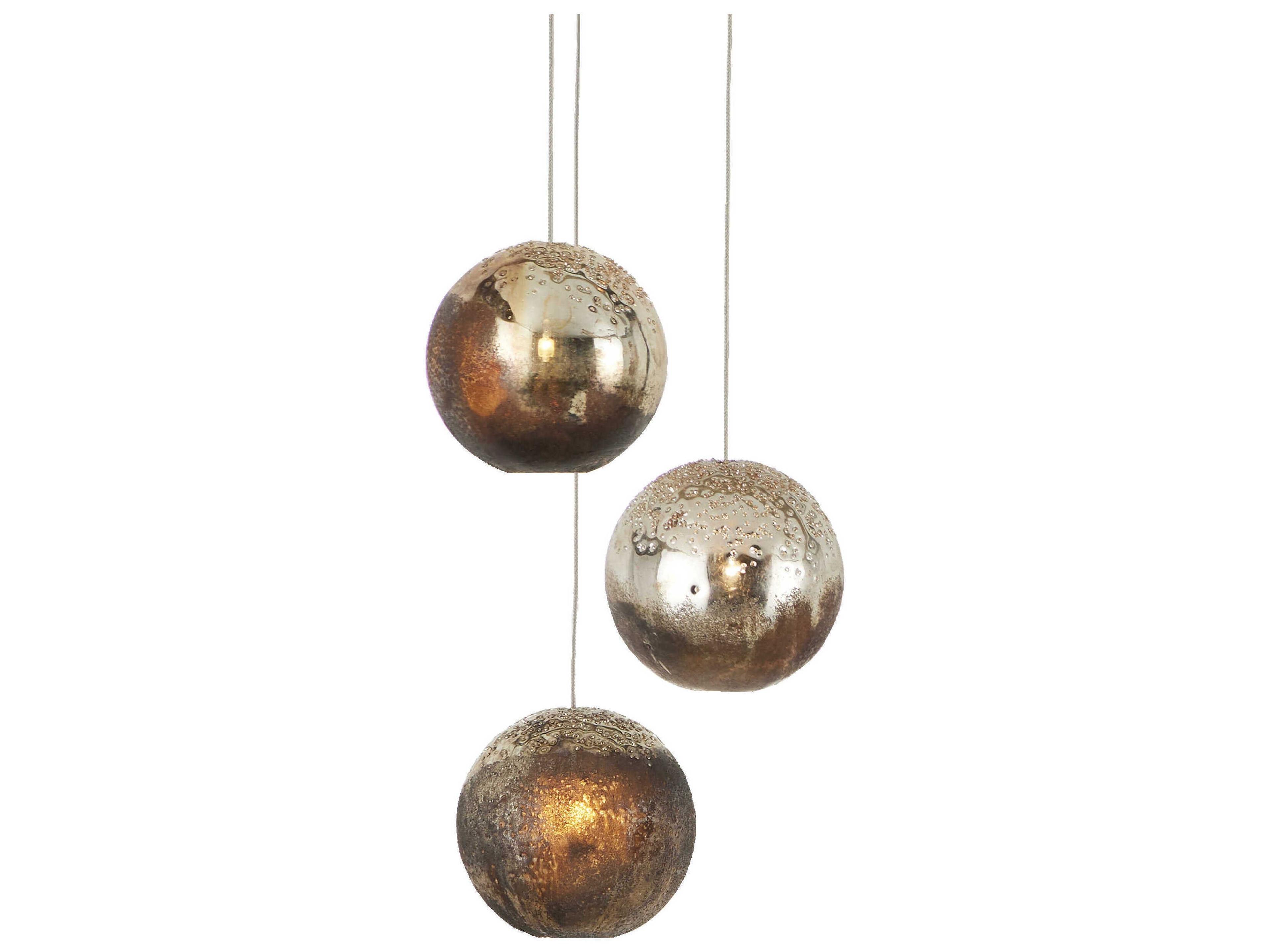 Pathos 3-Light Black Glass Globe Tiered Mini Pendant