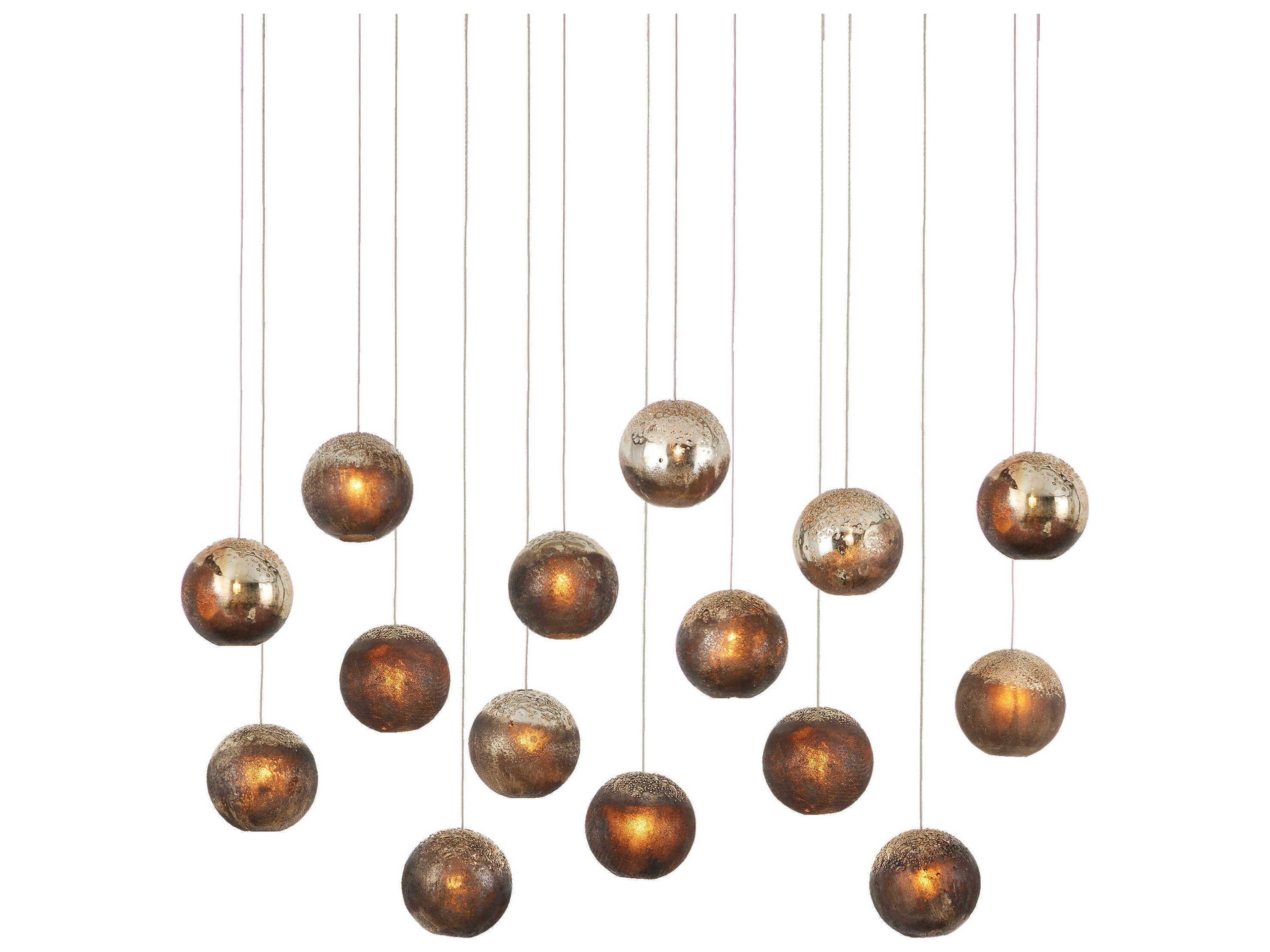 Pathos 15-Light Black Glass Globe Tiered Island Pendant