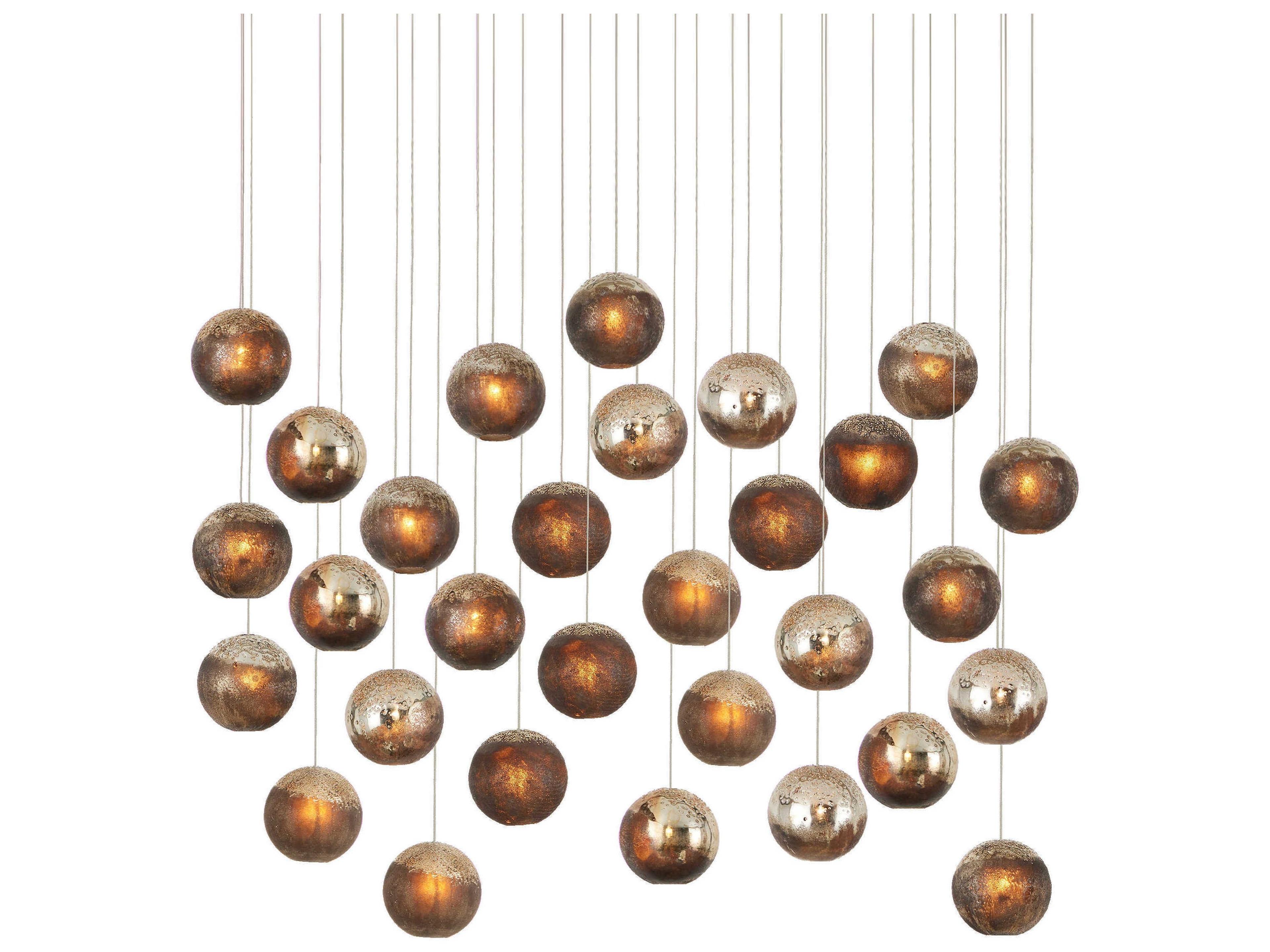 Pathos 30-Light Black Glass Globe Tiered Island Pendant