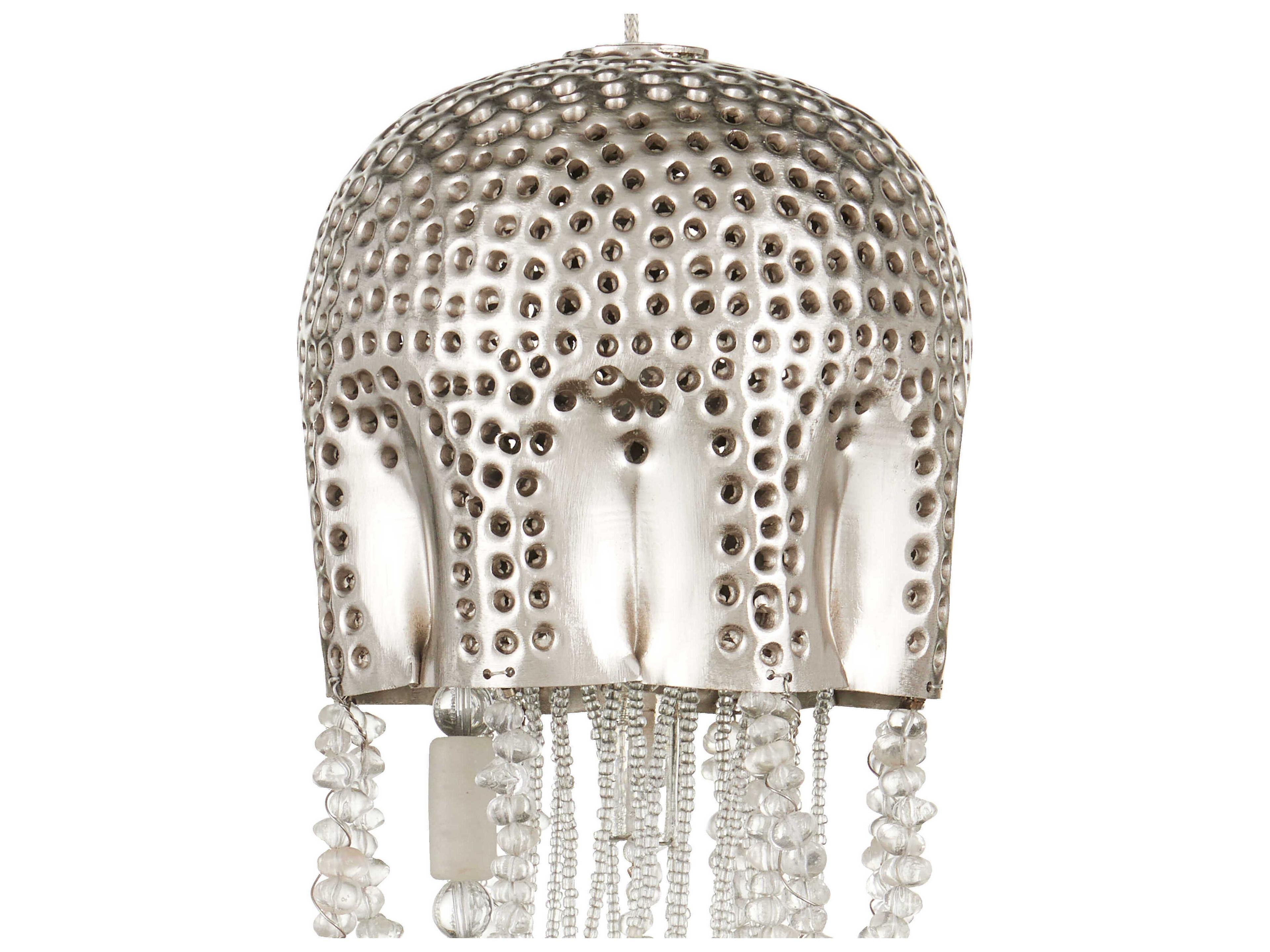 Currey & Company Medusa 1-Light Nickel Silver Glass Bowl Mini Pendant