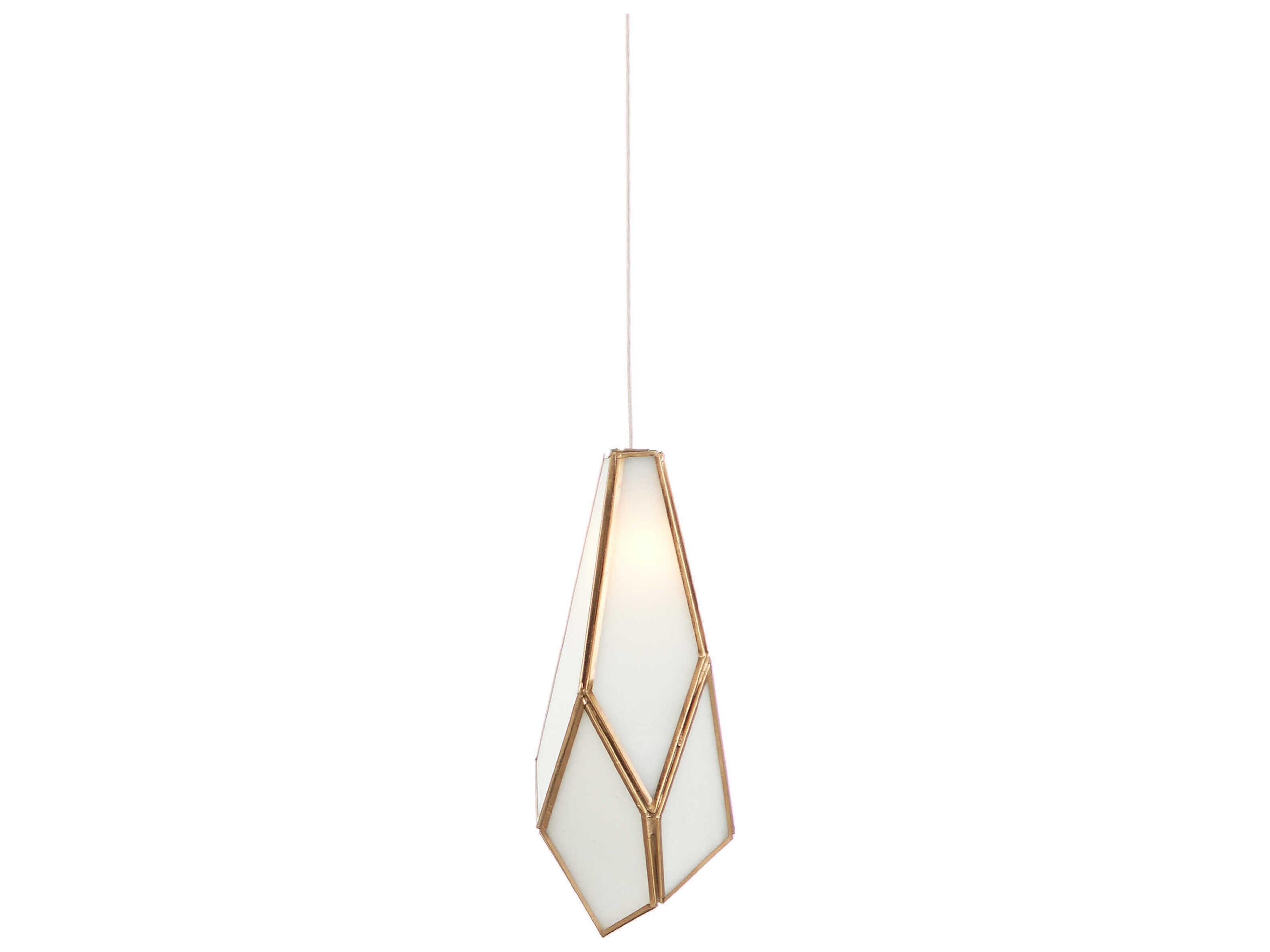 Glace 1-Light White Antique Brass Silver Glass Geometric Mini Pendant