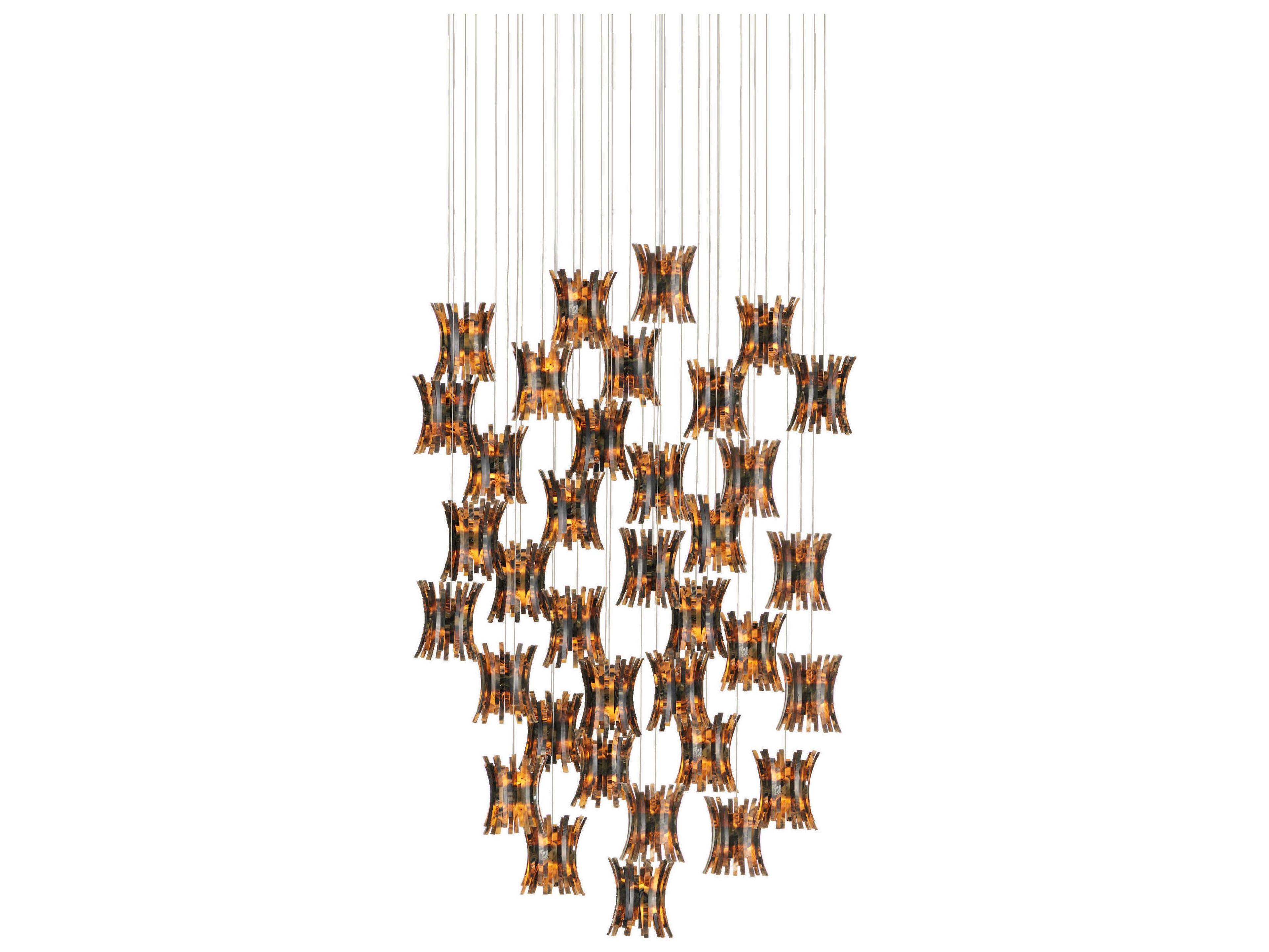 Alsop 36-Light Brown Black Silver Geometric Tiered Pendant