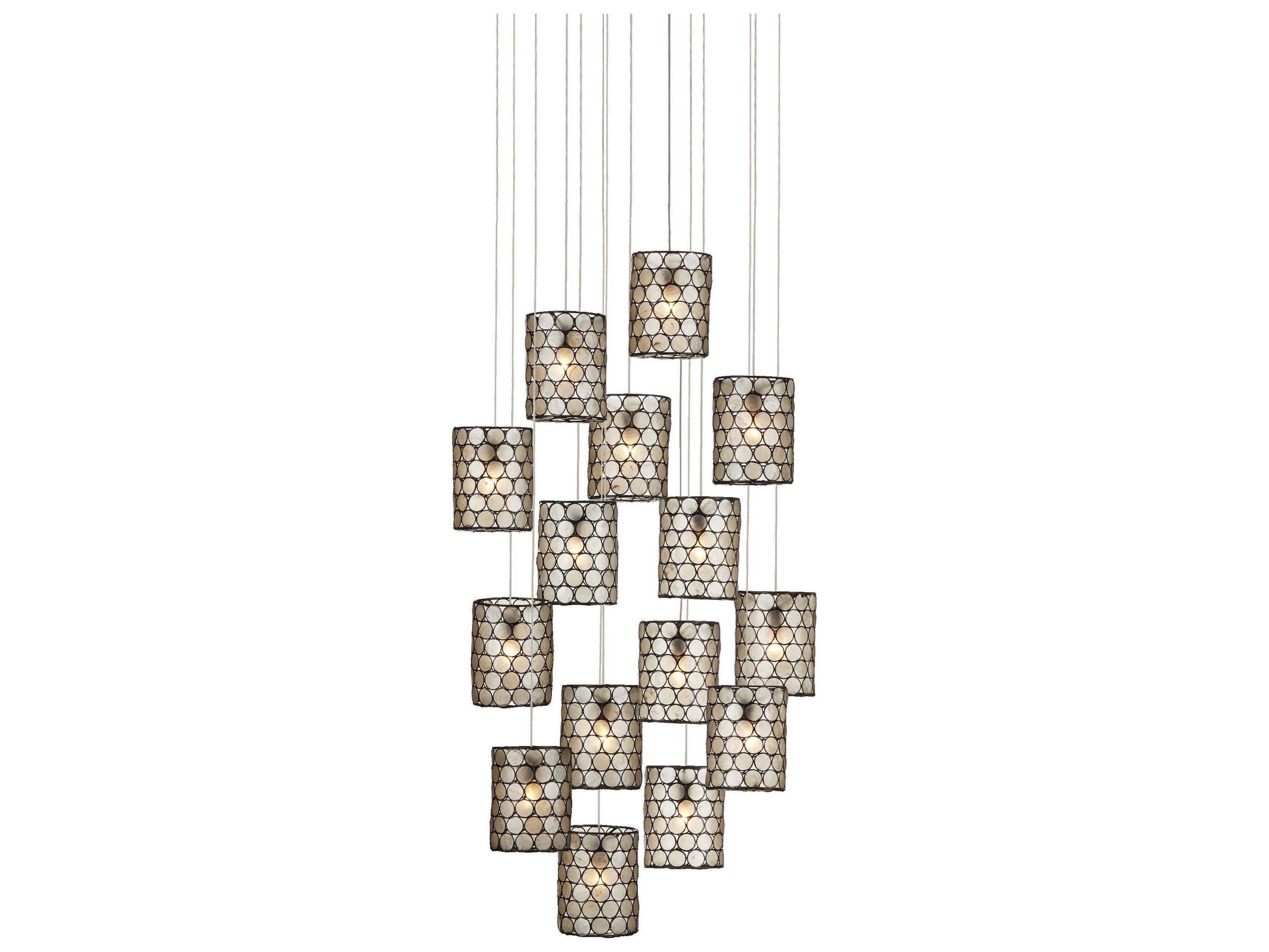 Regatta 15-Light Cupertino Silver Black Drum Tiered Pendant