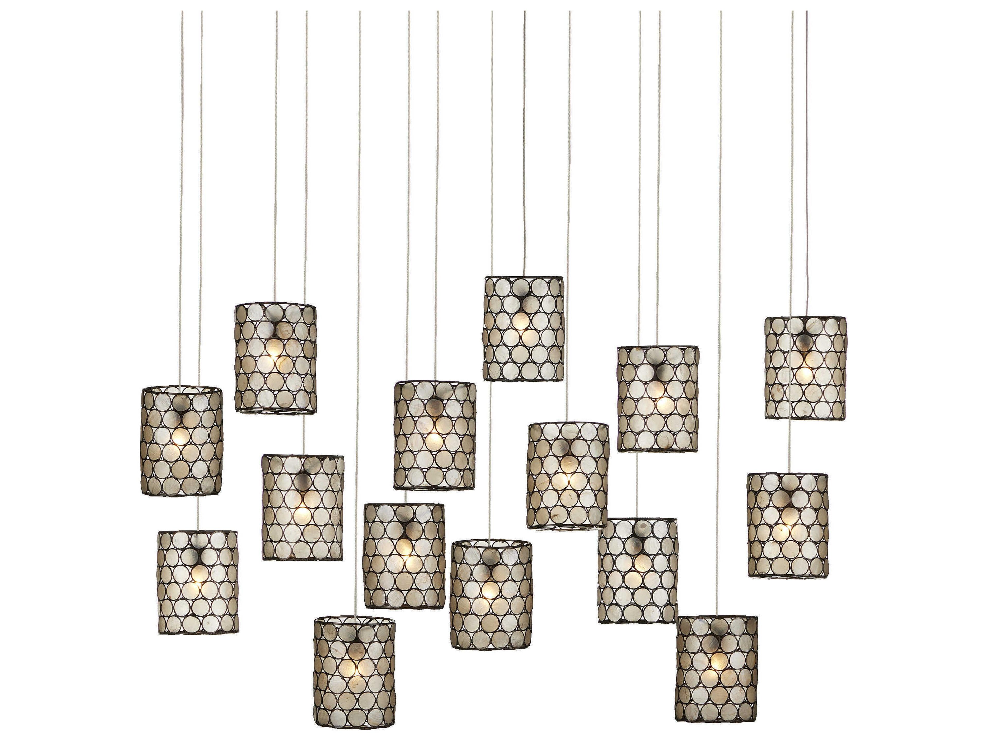 Regatta 15-Light Cupertino Silver Black Drum Island Pendant