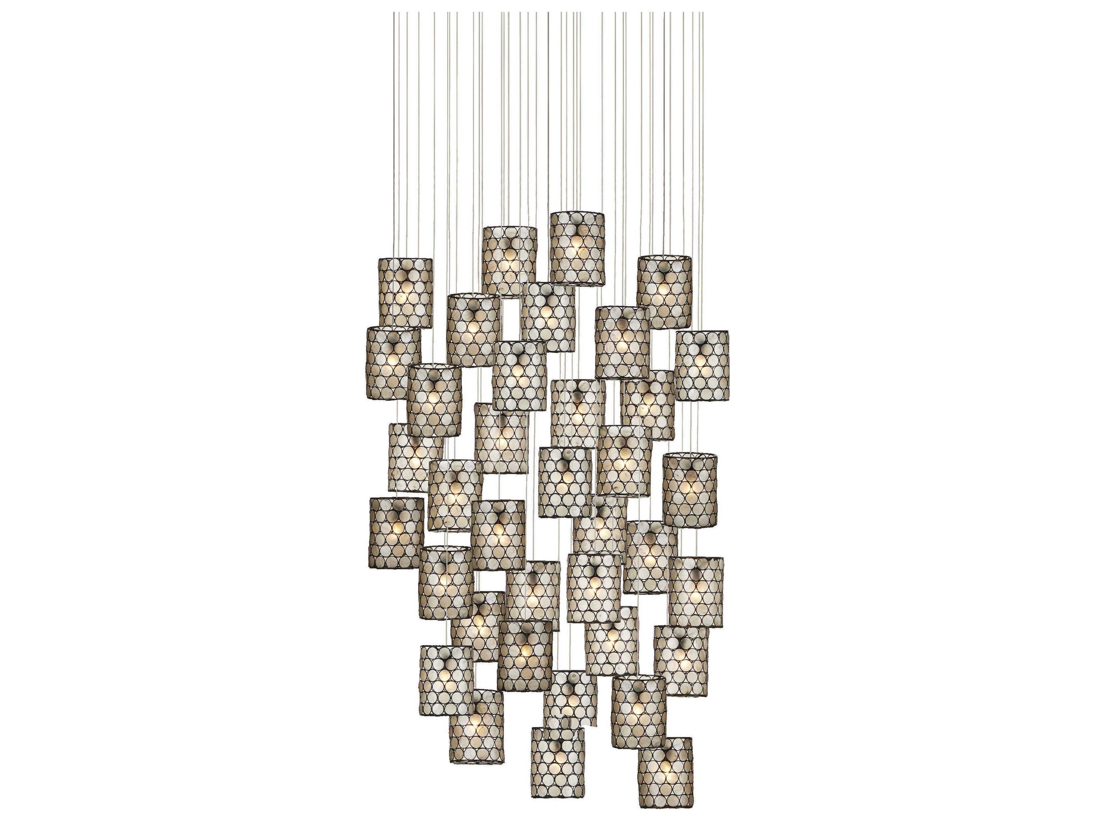 Regatta 36-Light Cupertino Silver Black Drum Tiered Pendant