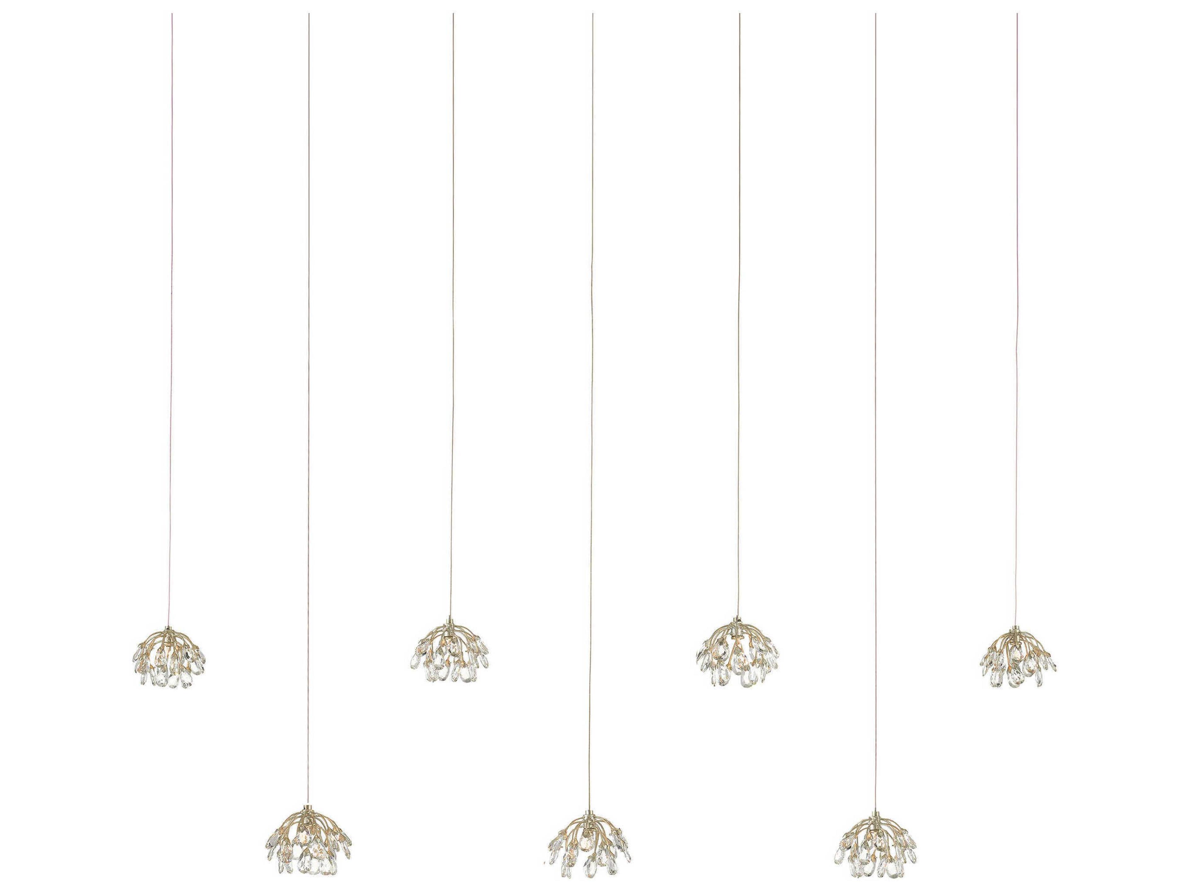 Crystal Bud 7-Light contemporary Silver silver Clear Geometric Tiered Island Pendant