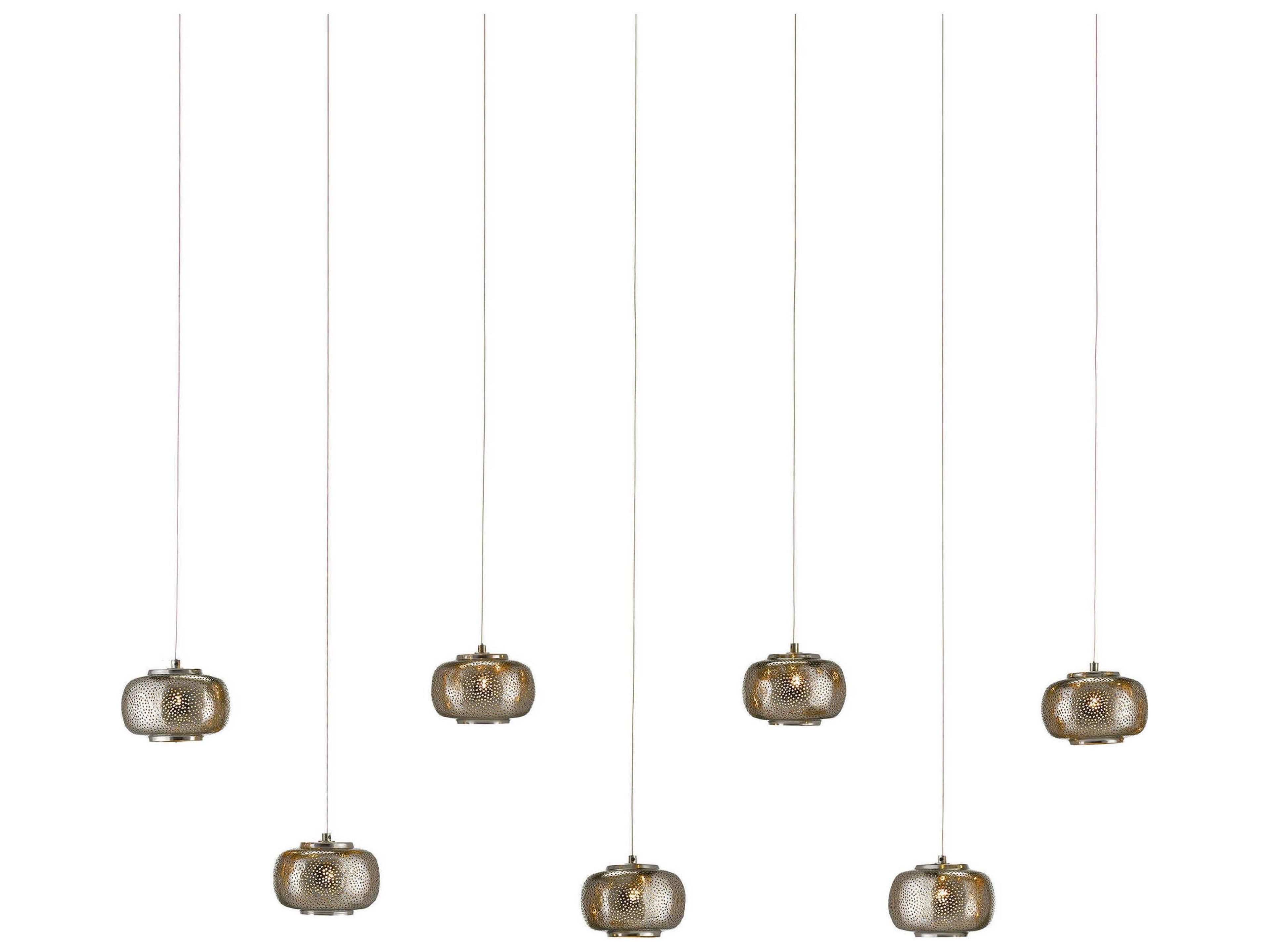 Pepper 7-Light Nickel Silver Geometric Tiered Island Pendant