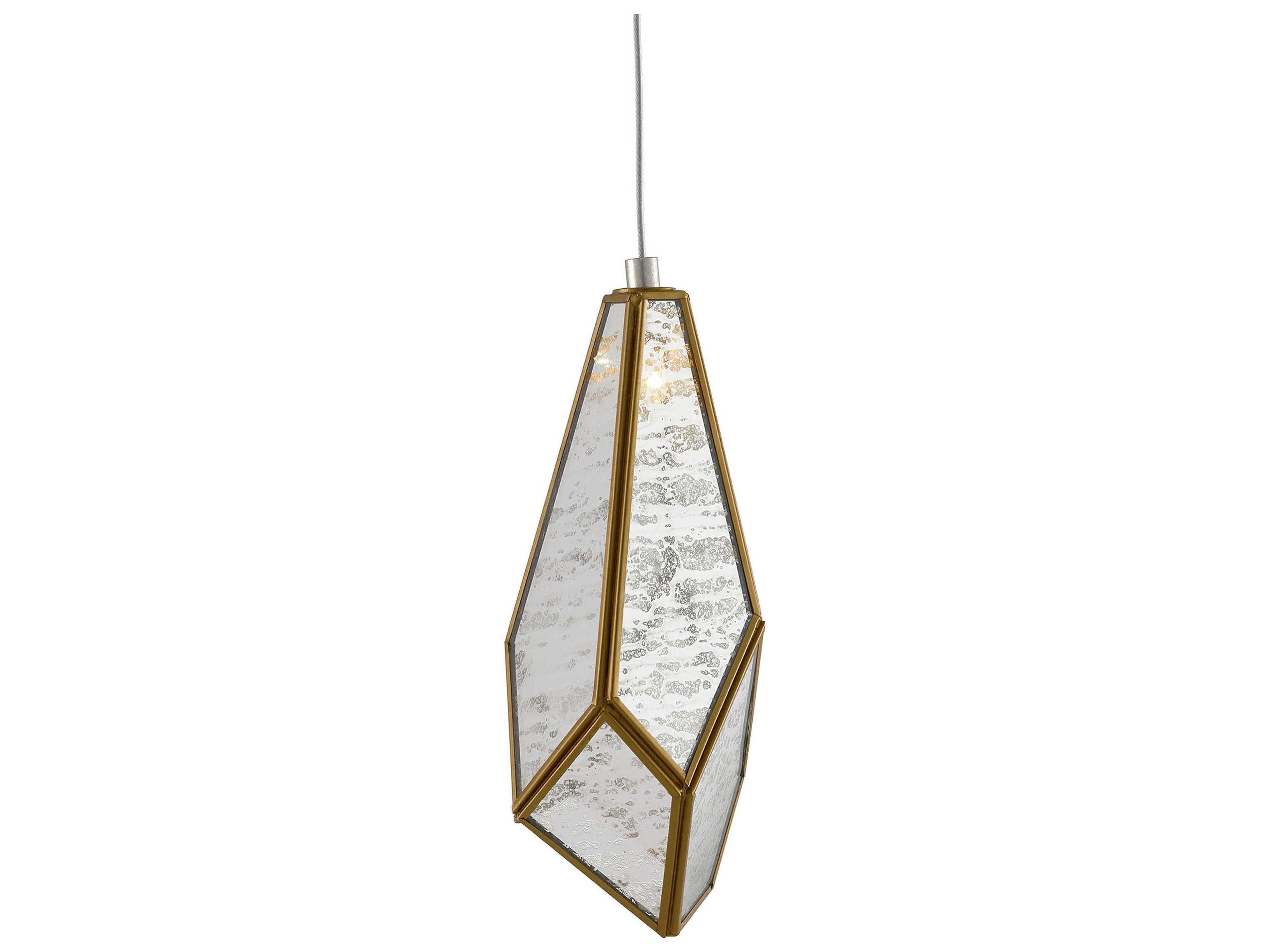 Currey & Company Glace 7-Light Raj Mirror Antique Brass Silver Geometric Tiered Island Pendant