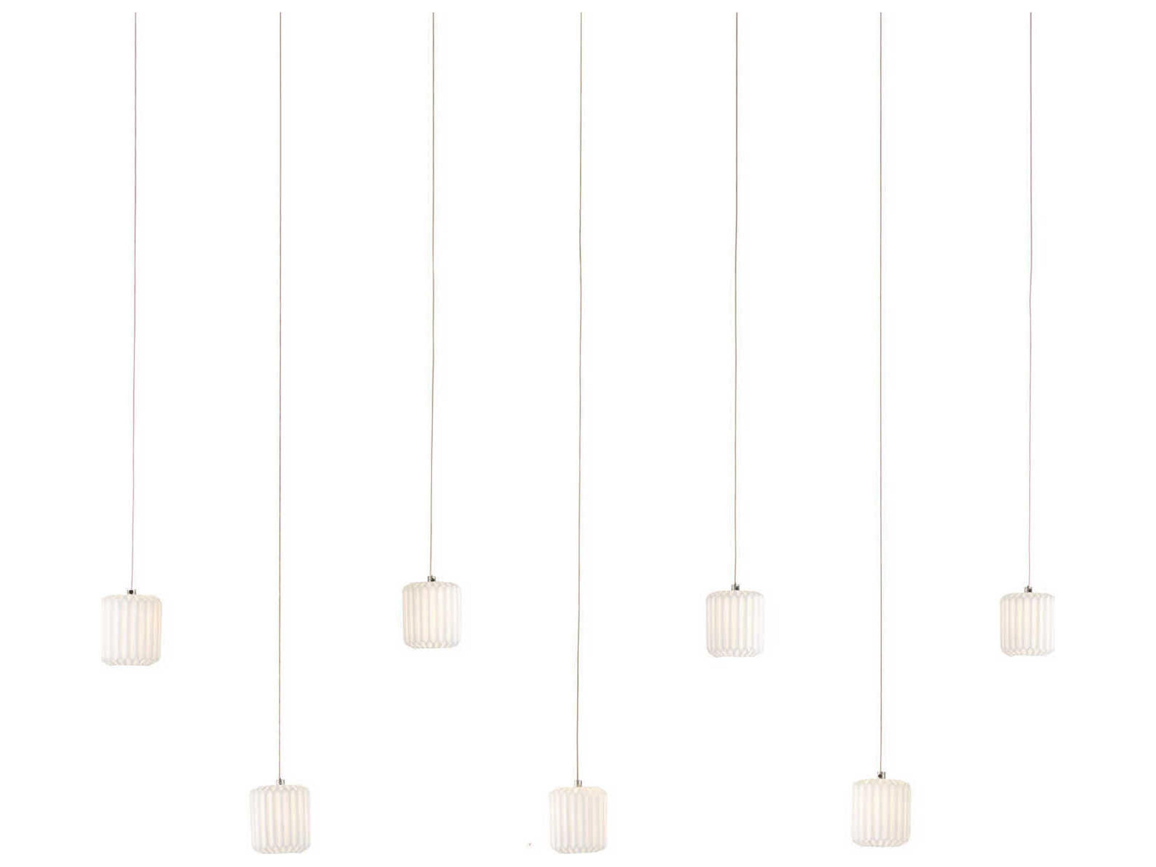 Dove 7-Light White silver Drum Tiered Island Pendant