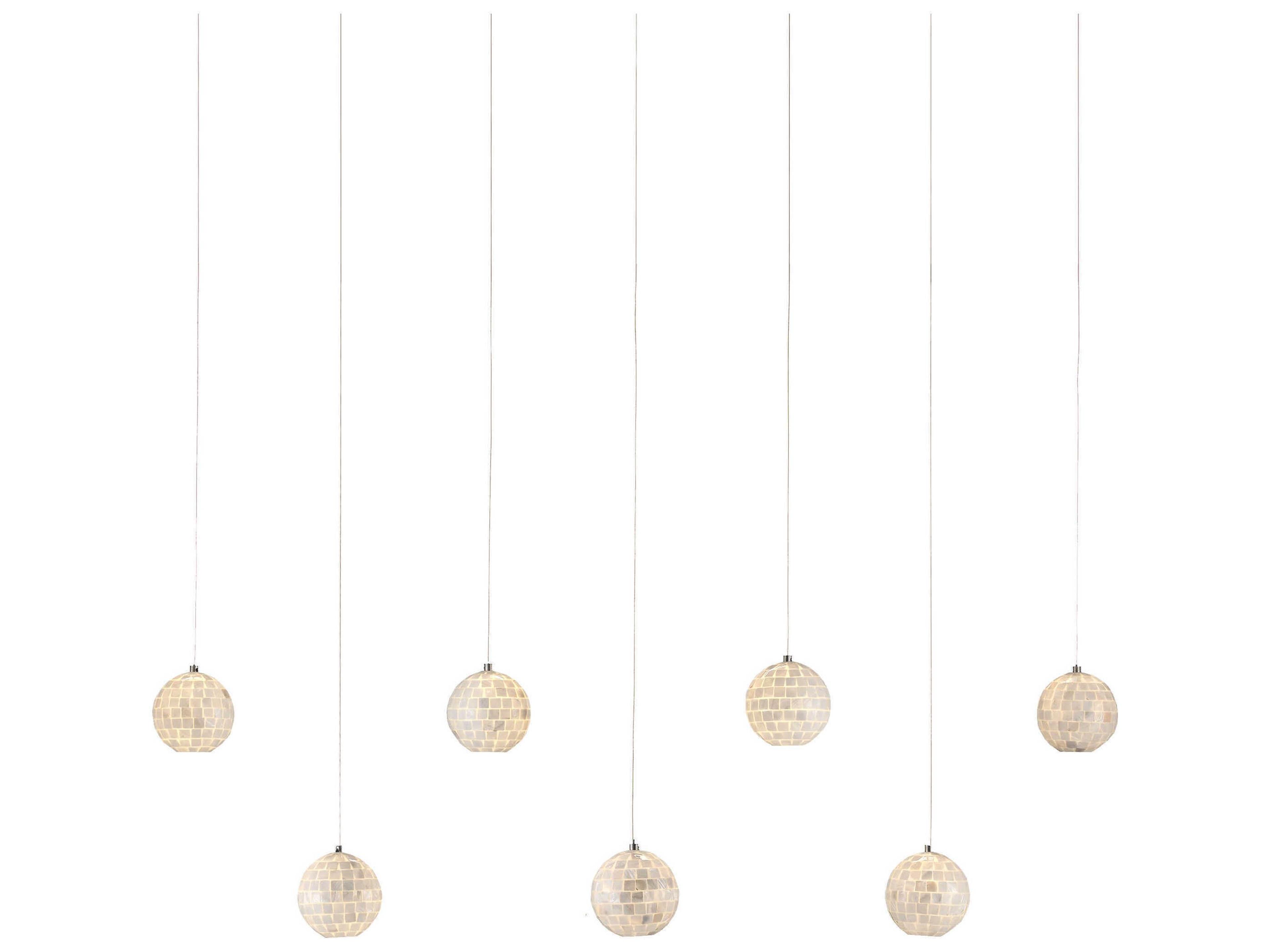 Finhorn 7-Light Pearl silver White Globe Tiered Island Pendant